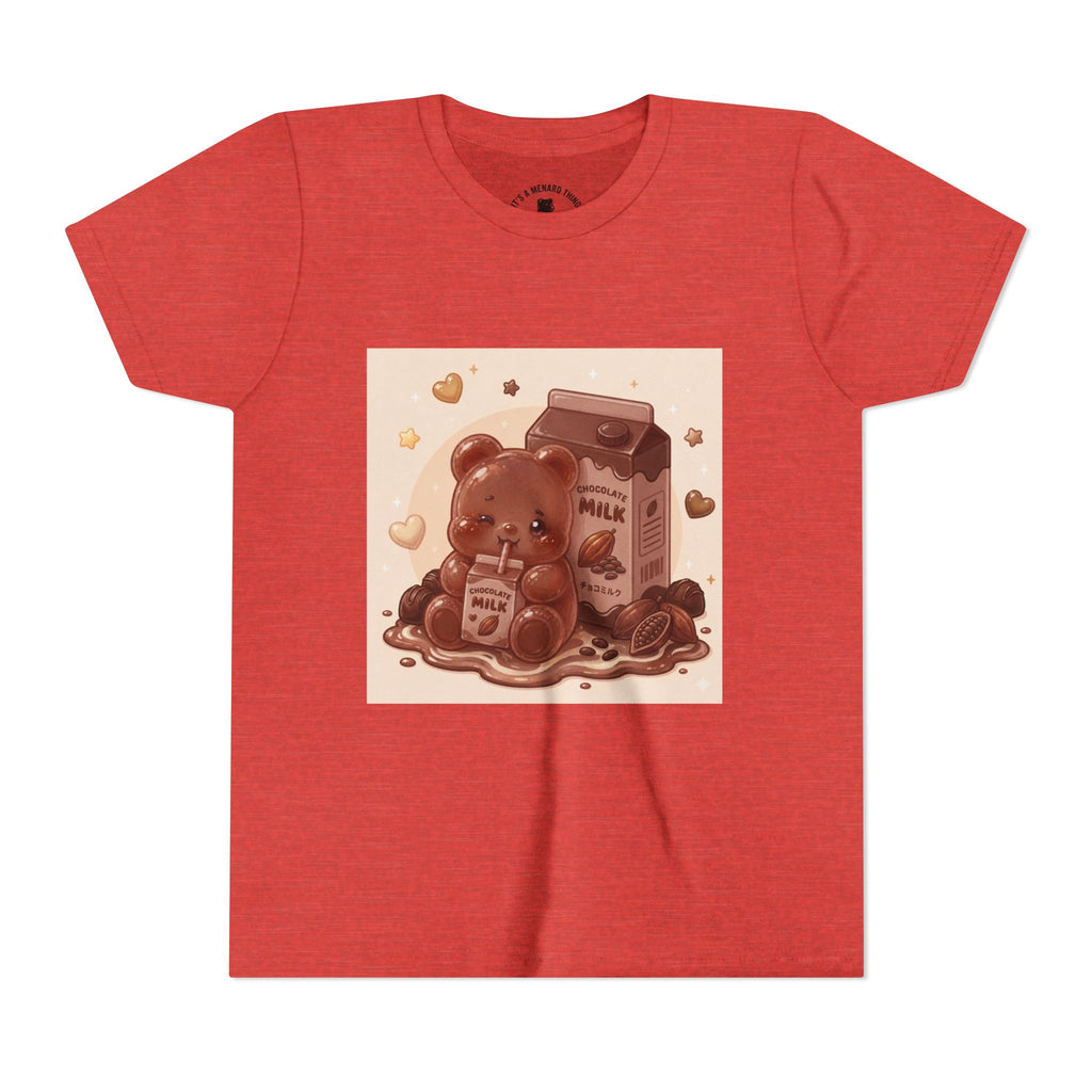 Kids Milk Chocolate Gooey Gummy Bear — Cute Milk Carton Graphic Youth T-Shirt