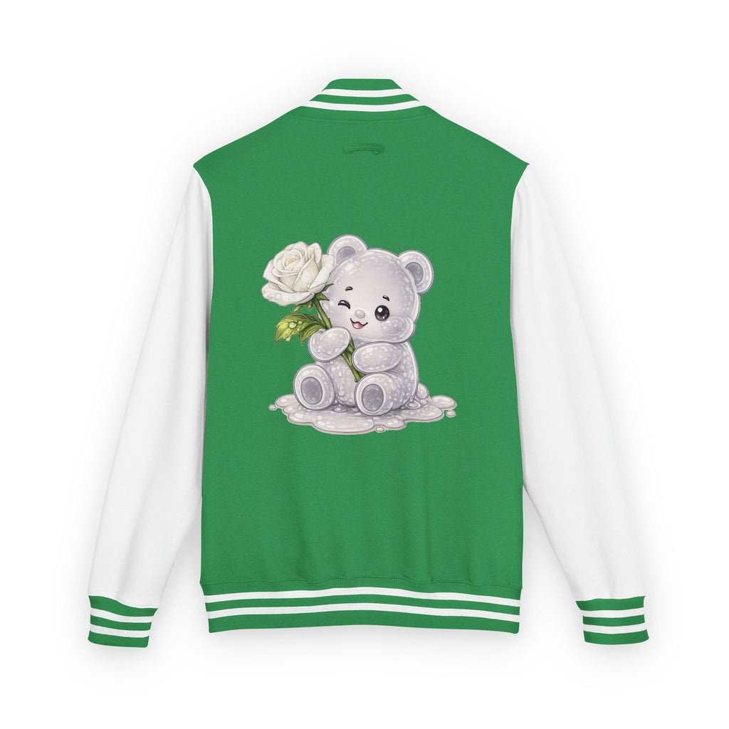 Blooming White Rose, Gooey Gummy Bear Friend- Kawaii Graphic Jacket