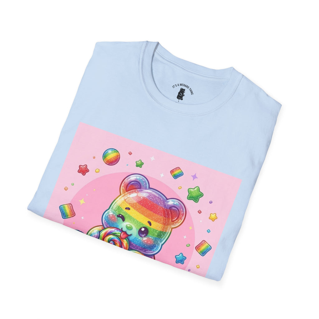 Rainbow Stripe Lollipop Gooey Gummy Bear T-Shirt — Cute Graphic Tee