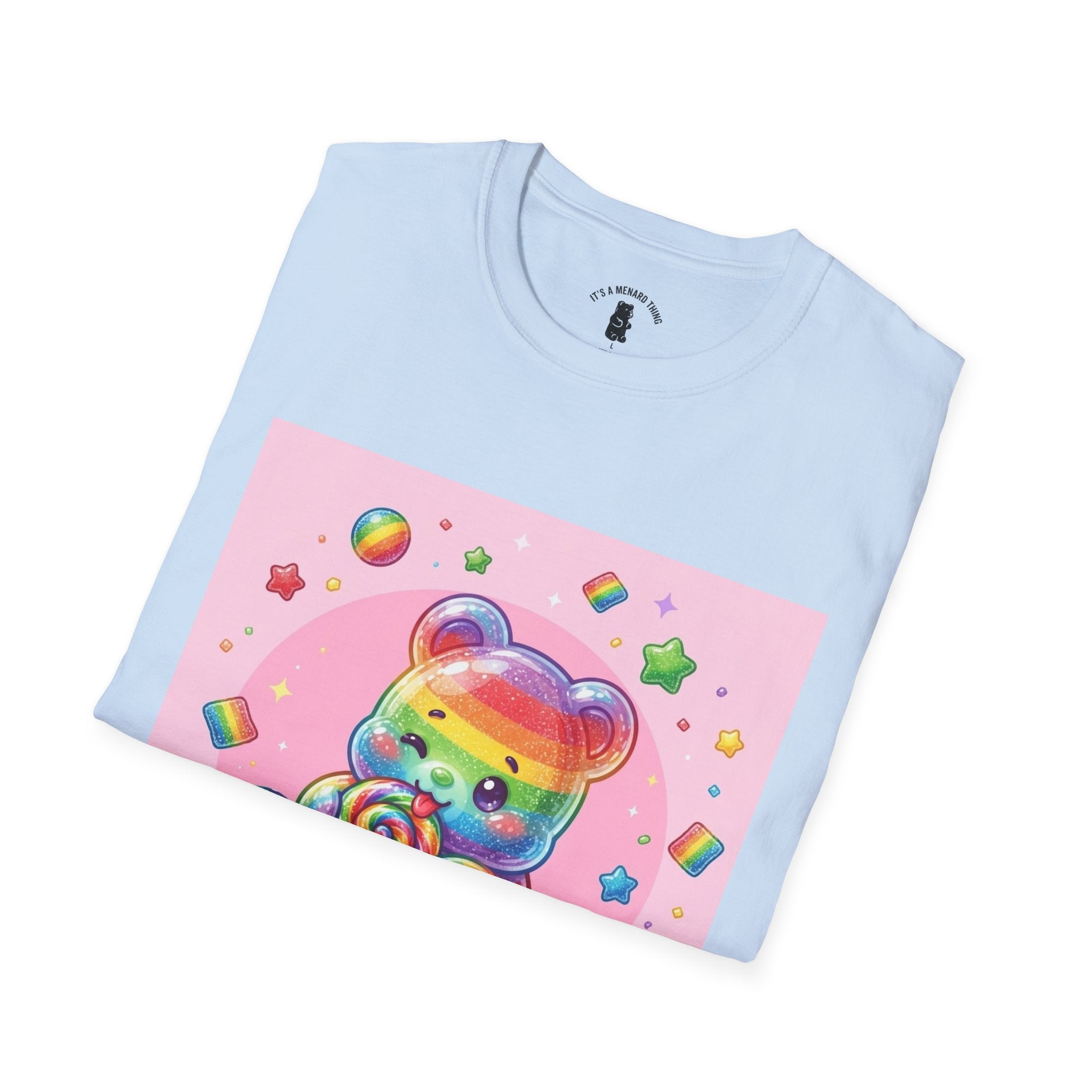 Rainbow Stripe Lollipop Gooey Gummy Bear T-Shirt — Cute Graphic Tee