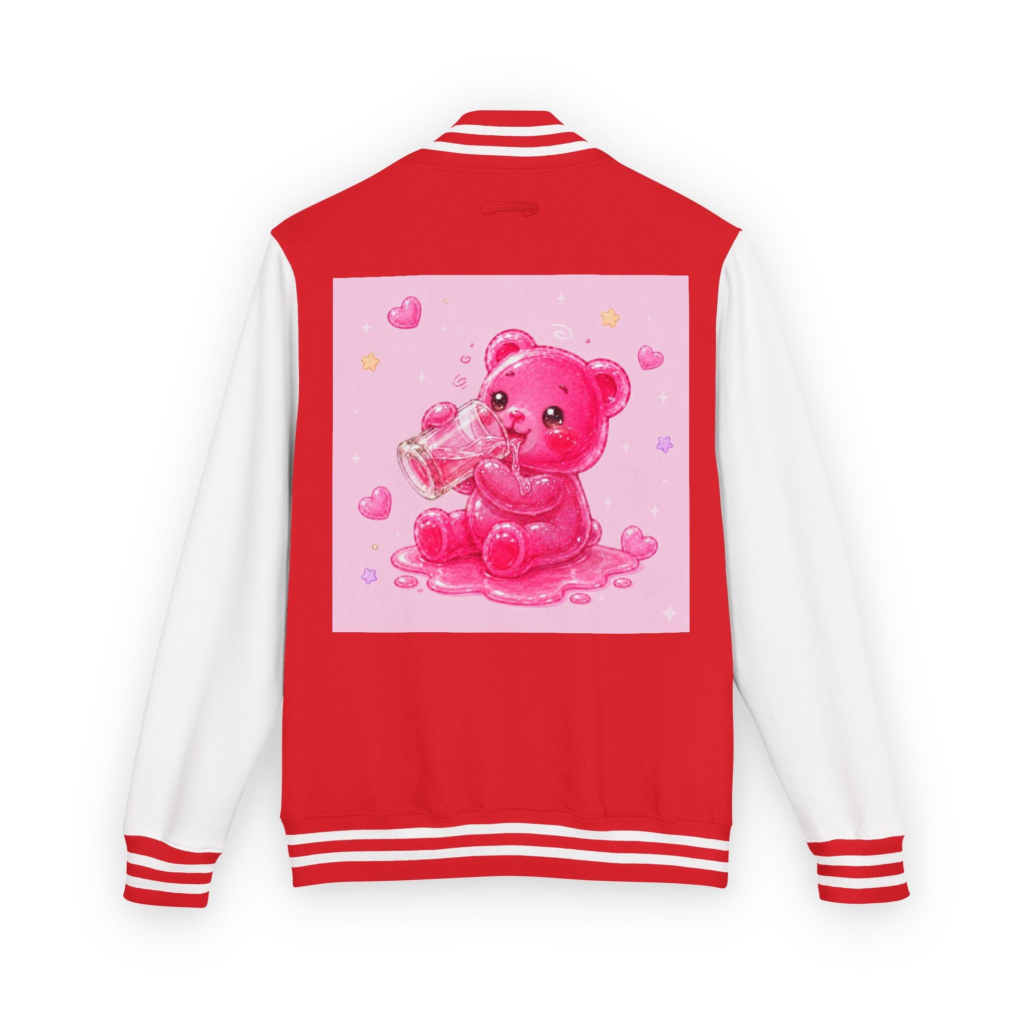 Pink Sugar Shock Shot! Boozy Gooey Gummy Bear — Kawaii Graphic Varsity Jacket