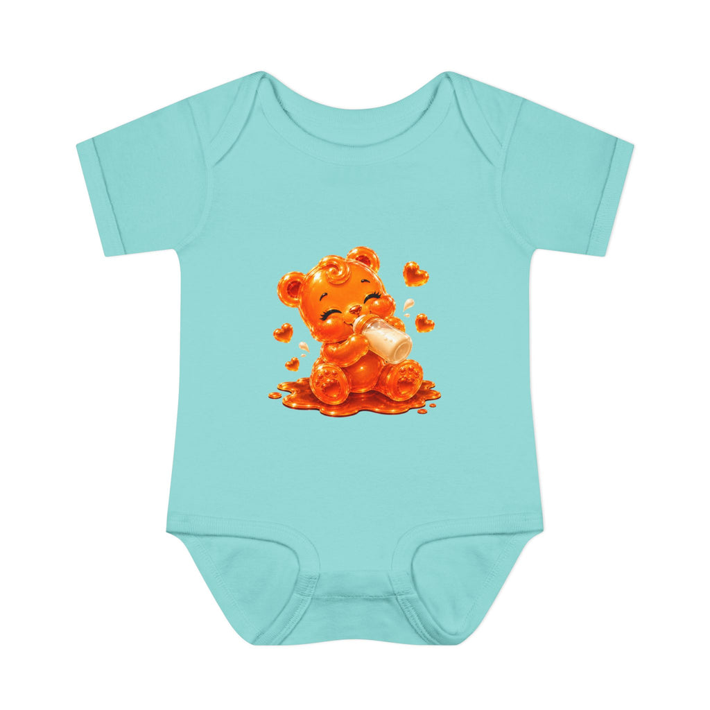 Yummy, Yummy Milk Time Orange Oozy Baby Gummy Bear Cutie Addition- Graphic Onesie