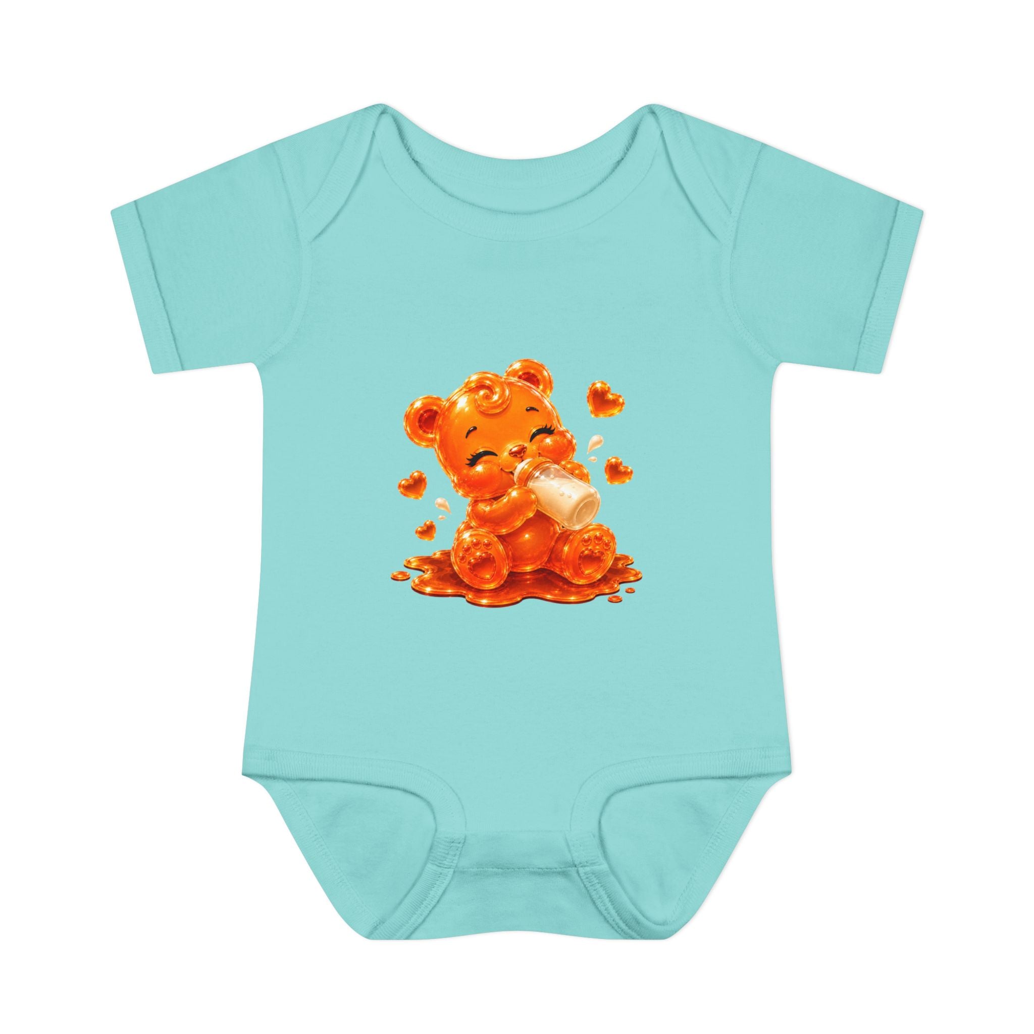 Yummy, Yummy Milk Time Orange Oozy Baby Gummy Bear Cutie Addition- Graphic Onesie