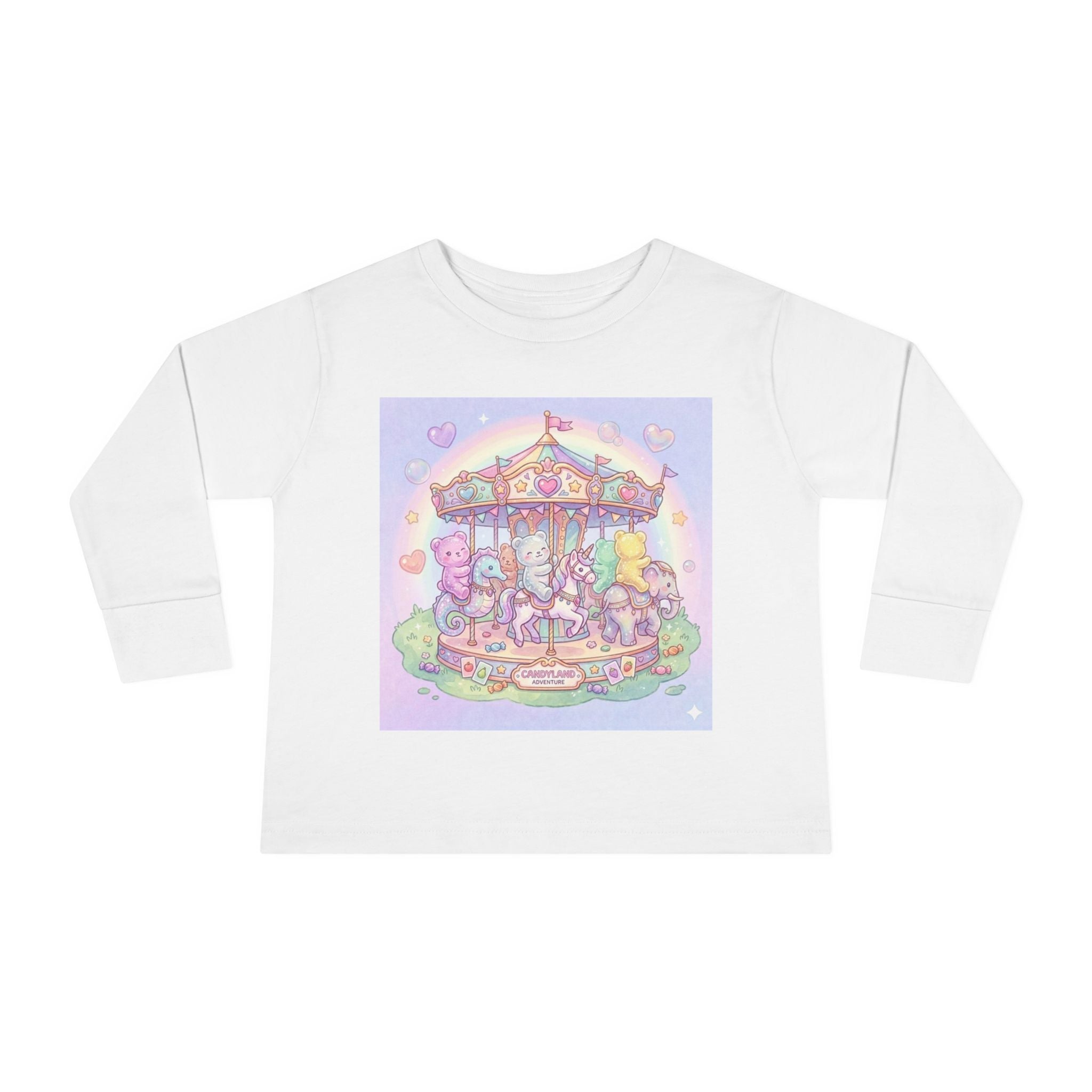 Pastel Carousel, Carnival Oozy Bear Gummy Friends- Graphic Long Sleeve Shirt