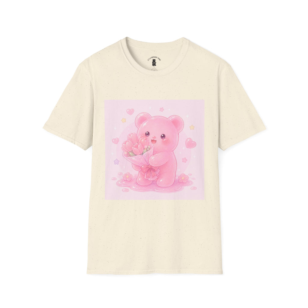 Gooey Pink Gummy Bear Bouquet T-Shirt — Kawaii Valentine Floral Tee