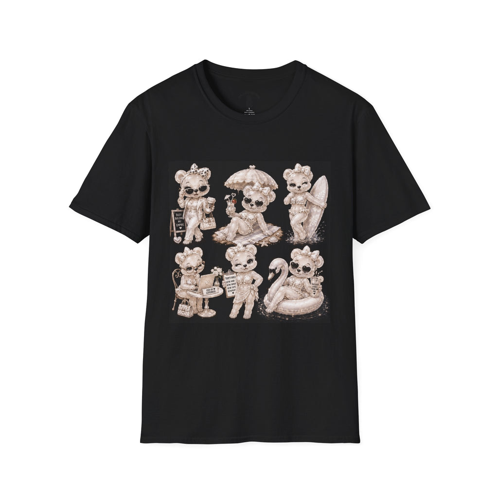 Vintage Kawaii Retro Oozy Bear, Beach Babe Pin Up- Adult Graphic Shirt (18+)