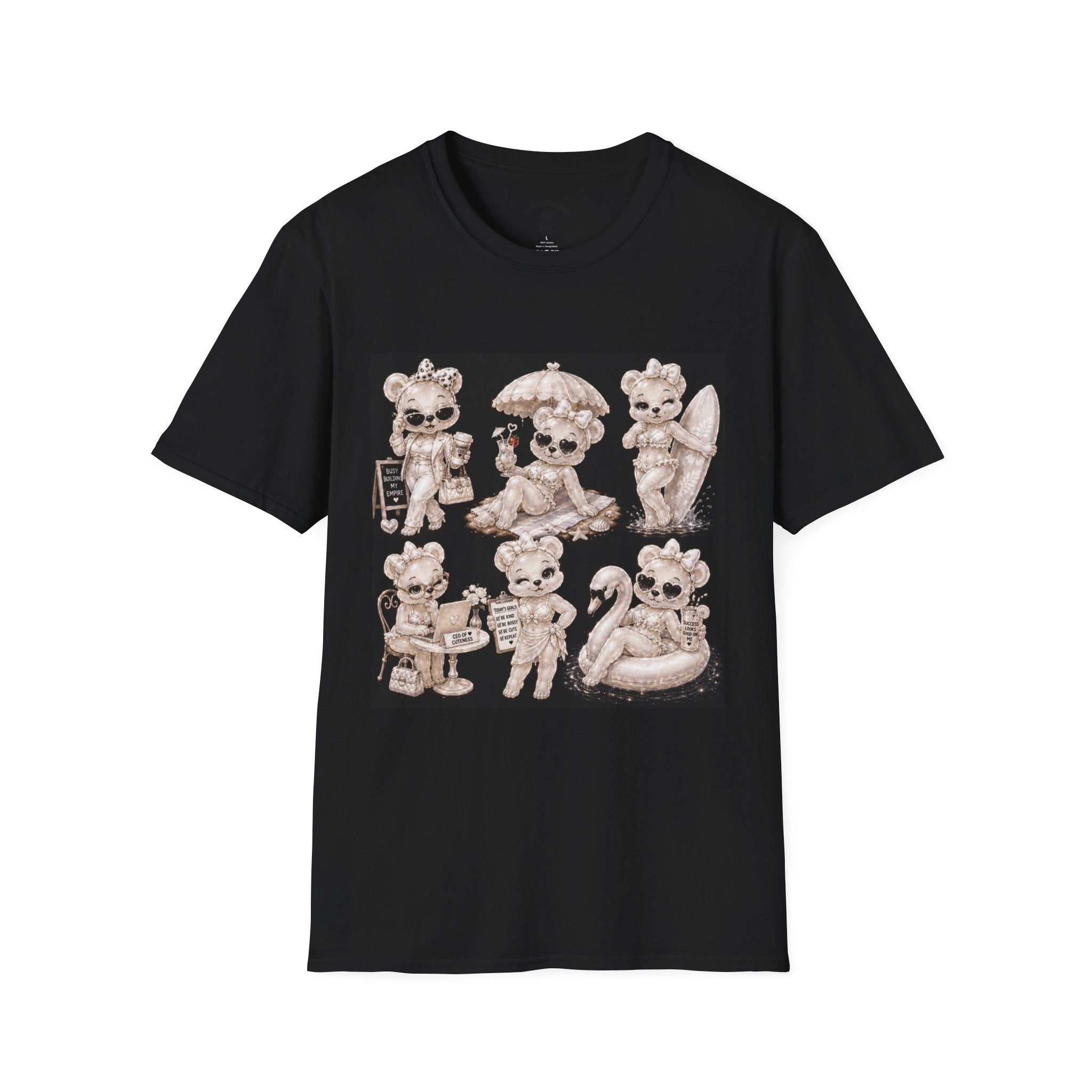 Vintage Kawaii Retro Oozy Bear, Beach Babe Pin Up- Adult Graphic Shirt (18+)