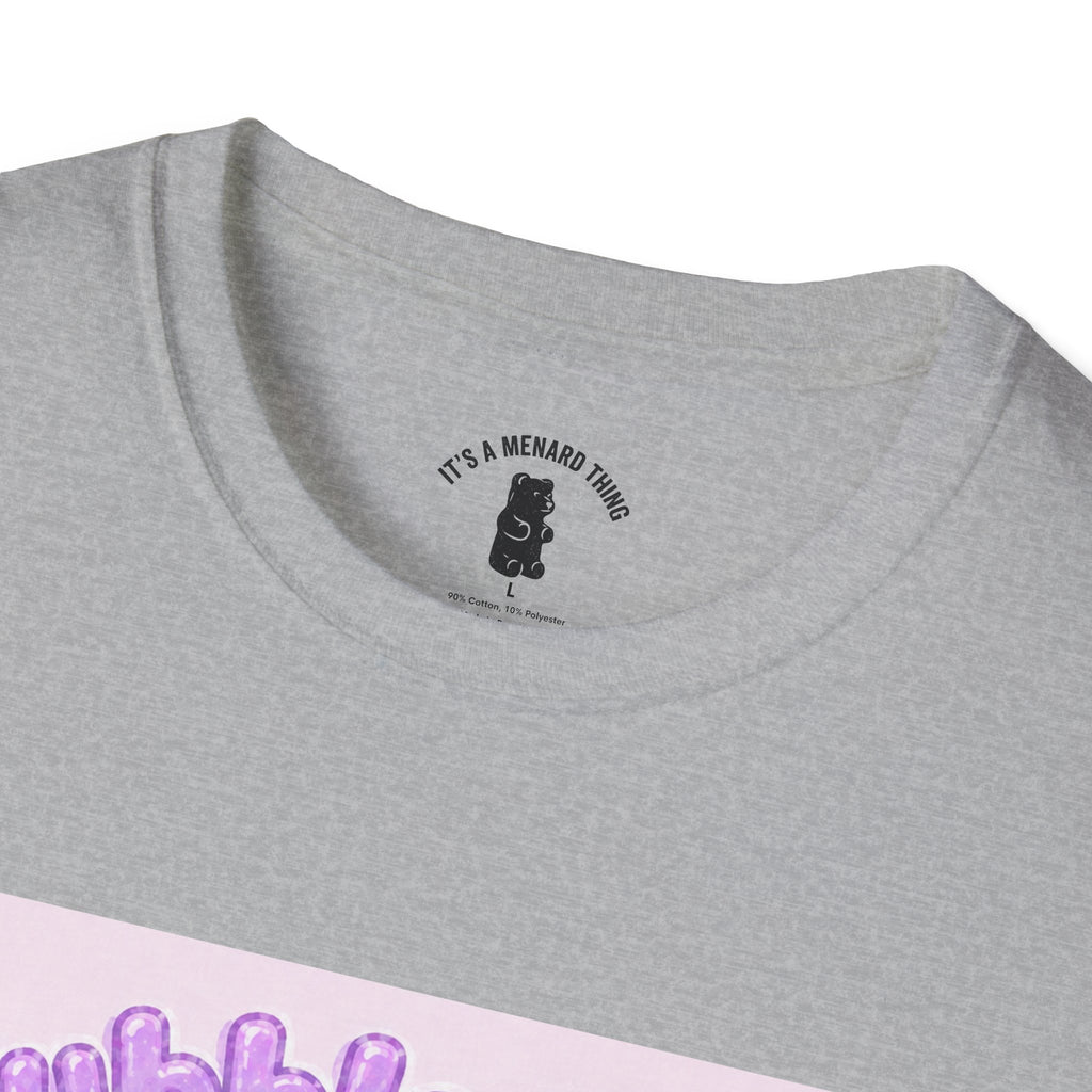 "Bubble Baby" Purple Gooey Gummy Bear — Cute Purple Boba Tea Graphic Tee