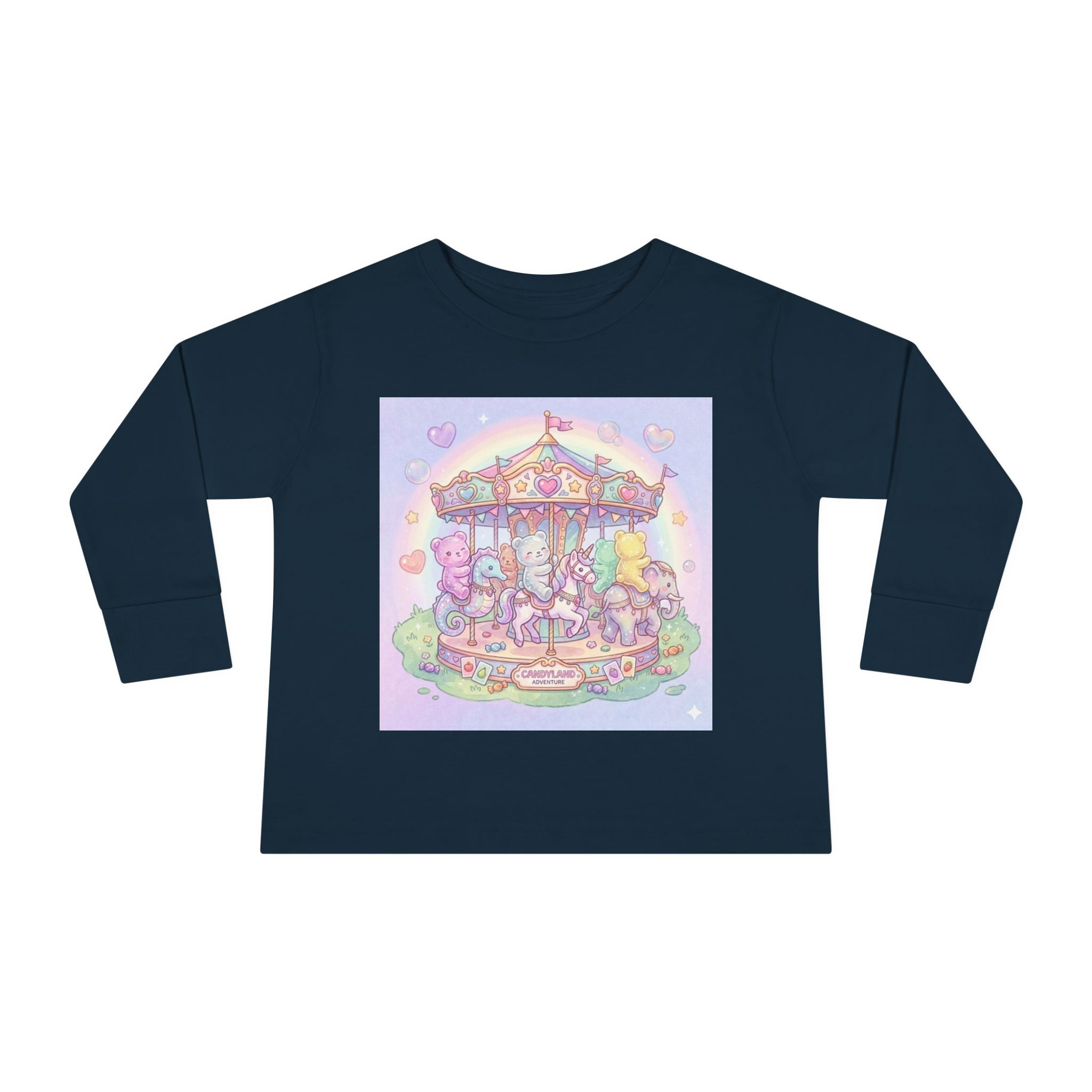 Pastel Carousel, Carnival Oozy Bear Gummy Friends- Graphic Long Sleeve Shirt