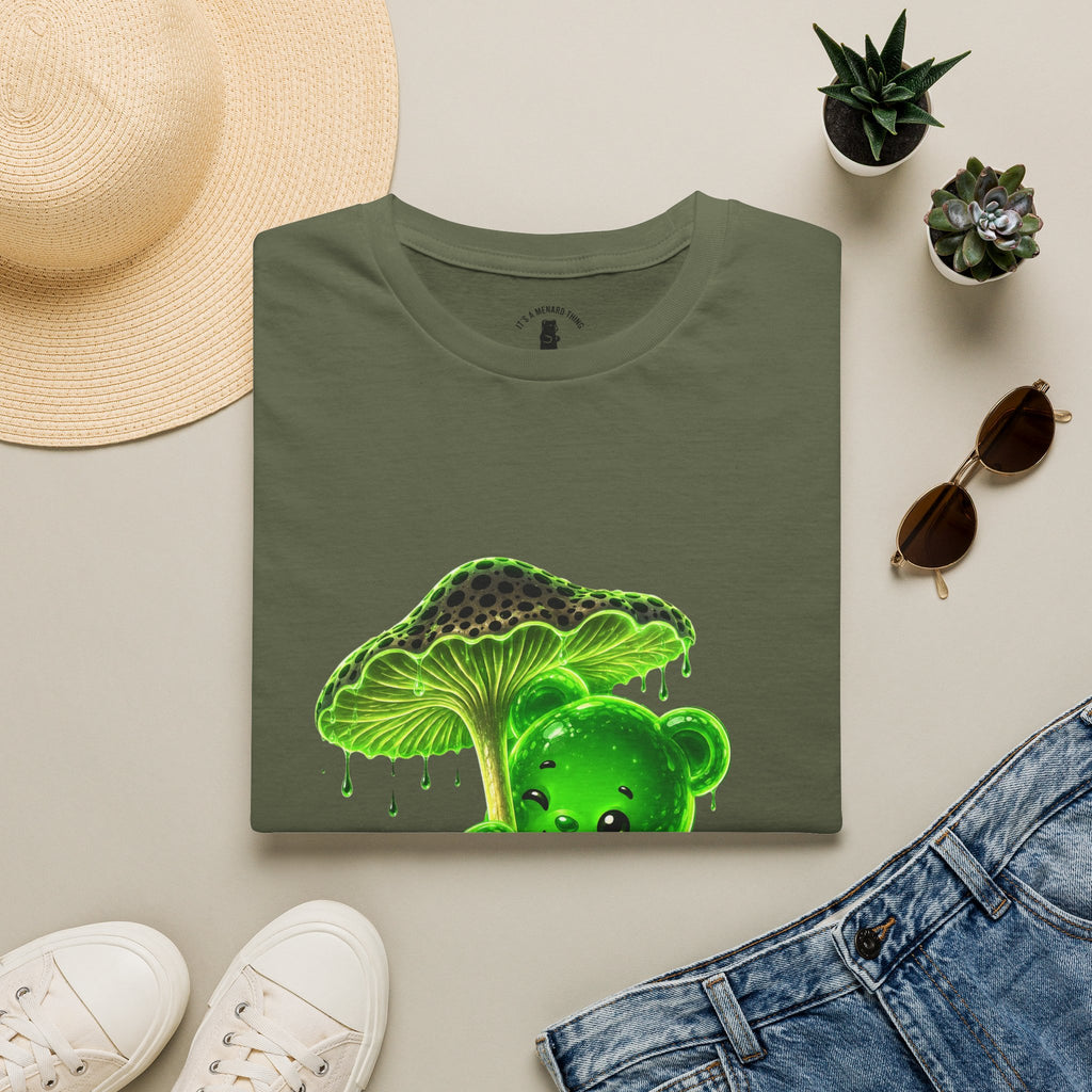 Glowing Green Neon Mushroom Special Addition, Oozy Bear Friend- Graphic Shirt