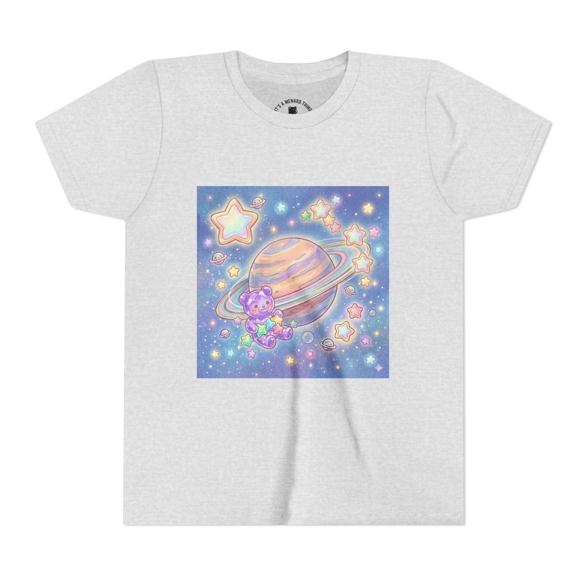 Merry-go-Saturn Cosmic Gooey Crystal Gummy Bear- Stars & Sparkles Graphic T-Shirt