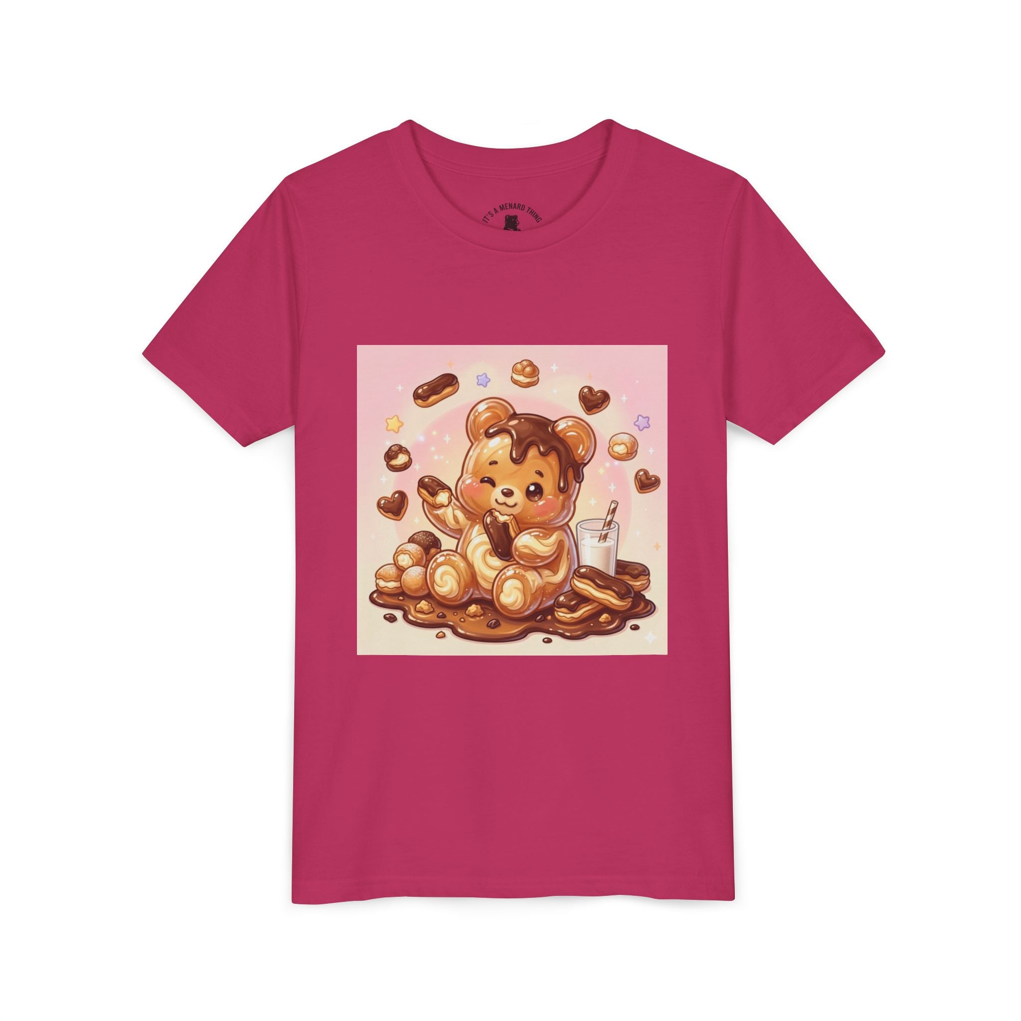Cute Chocolate Eclair & Milk Gooey Gummy Bear Youth T-Shirt