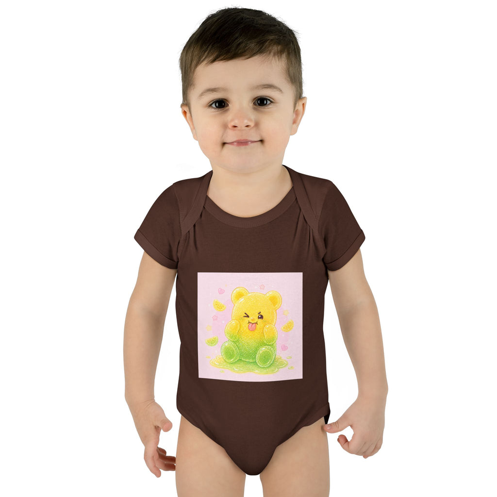 Sour Silly Gummy Gooey Lemon-Lime Bear Illustration Infant Onesie
