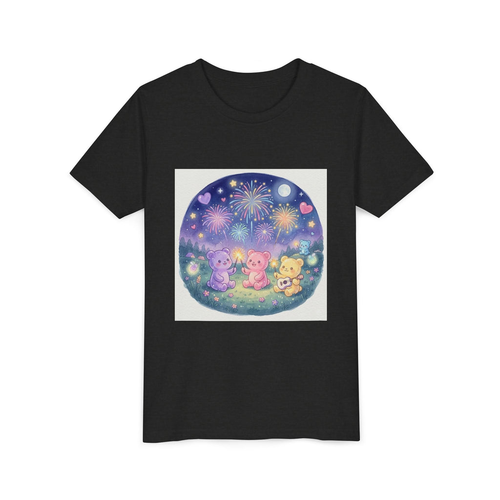 Gooey Gummy Bear Friends Watching Fireworks Youth Short Sleeve Shirt