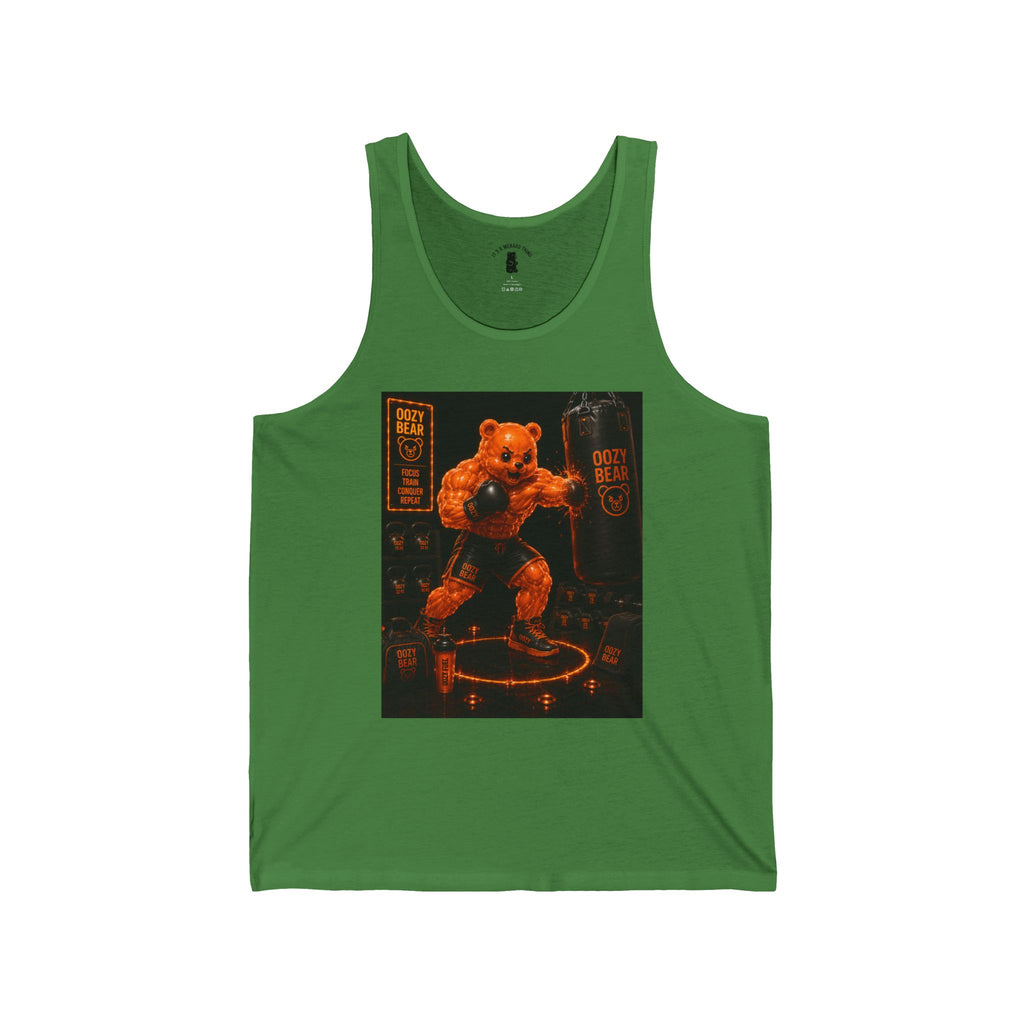 Punching Bag Workout, Orange Oozy Buff Bear Gummy Gym Addition- Adult Graphic Tank Top