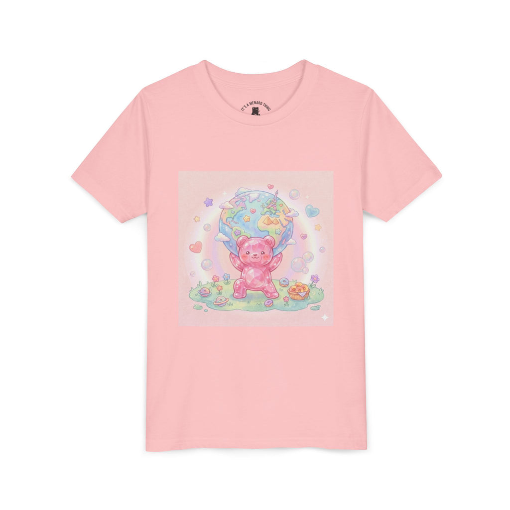 World Atlas, Weight of the Gummy World Pink Gooey Bear- Pastel Graphic Youth T-Shirt