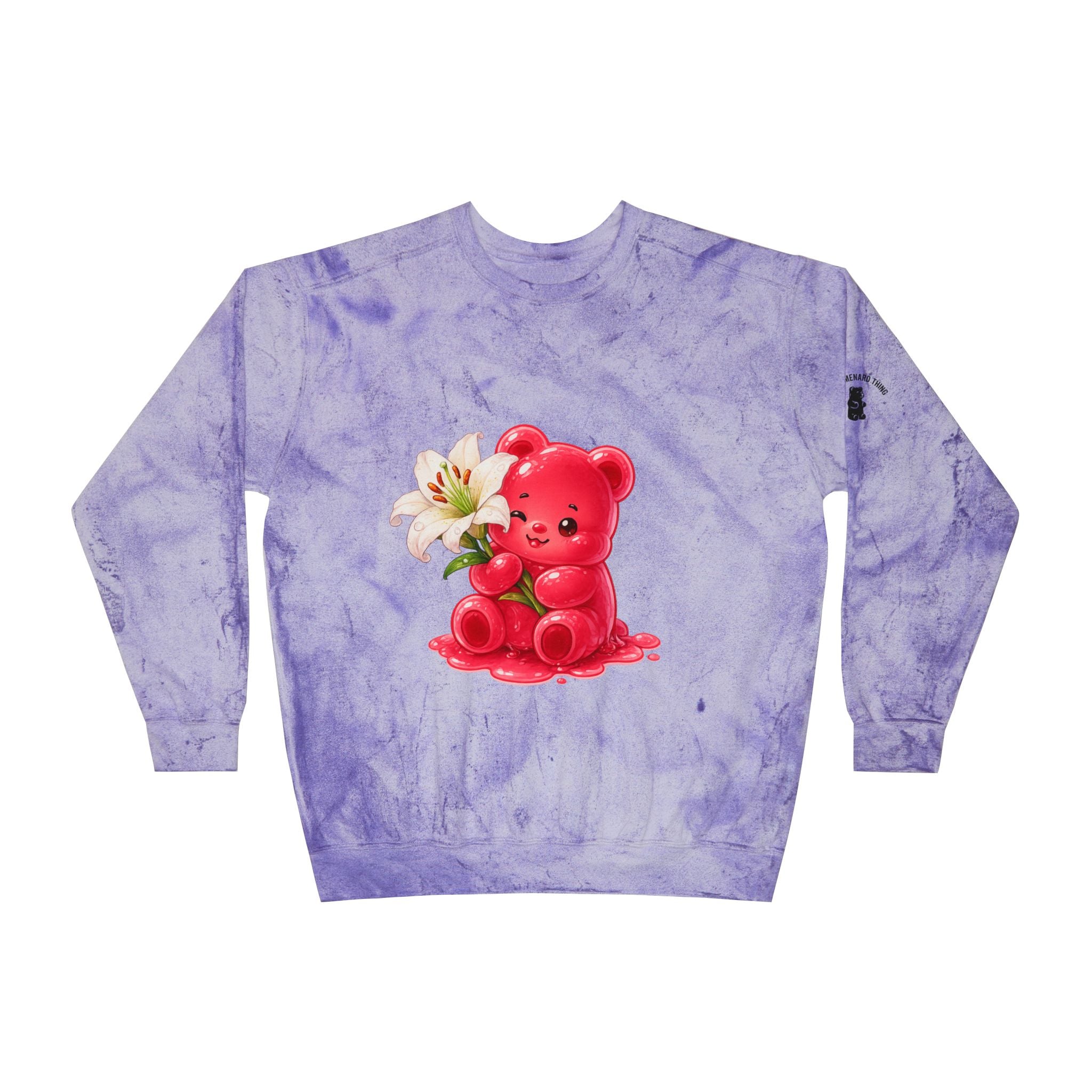White Lily, Red Gooey Gummy Bear Friend- Graphic Tye-Dye Sweatshirt