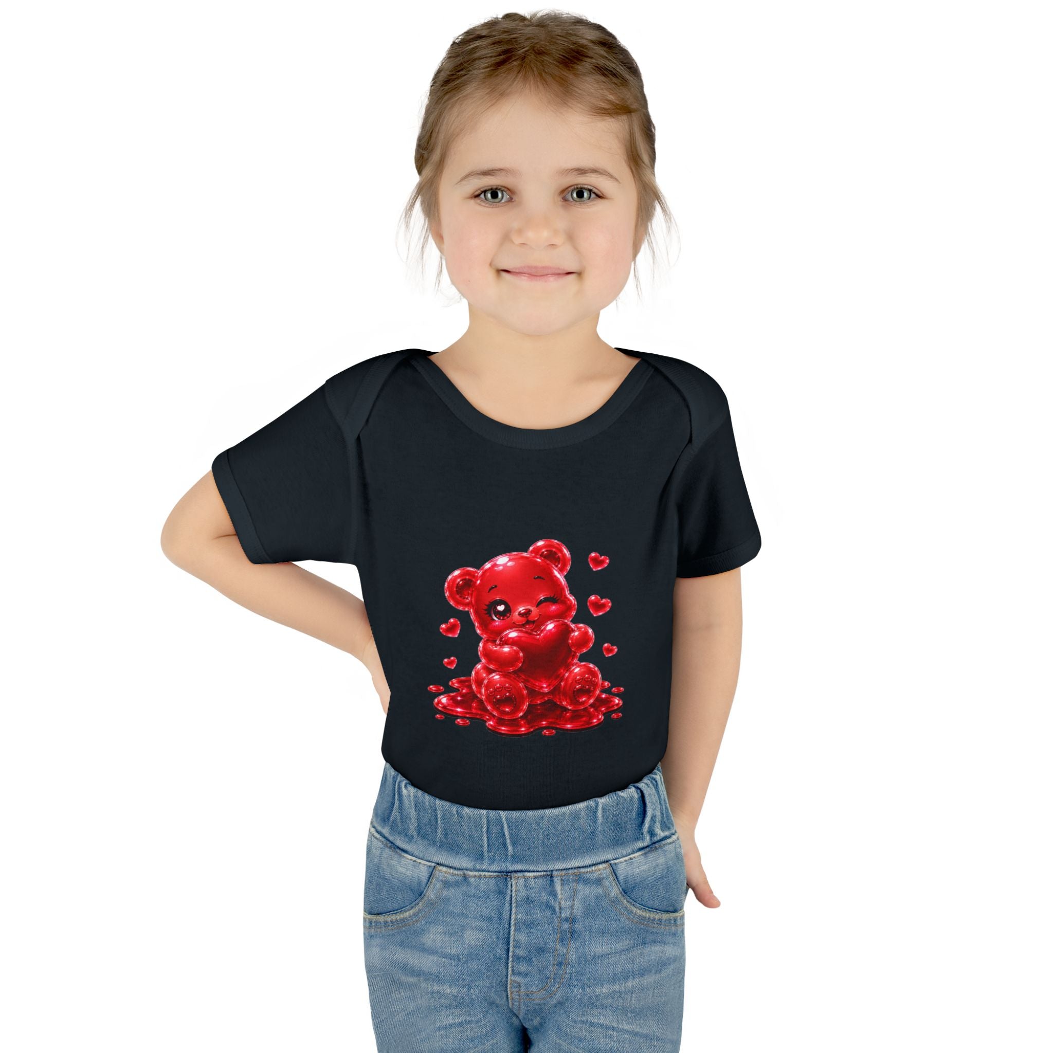 Special Red Heart Oozy Bear Baby Gummy Cutie Addition- Graphic Onesie