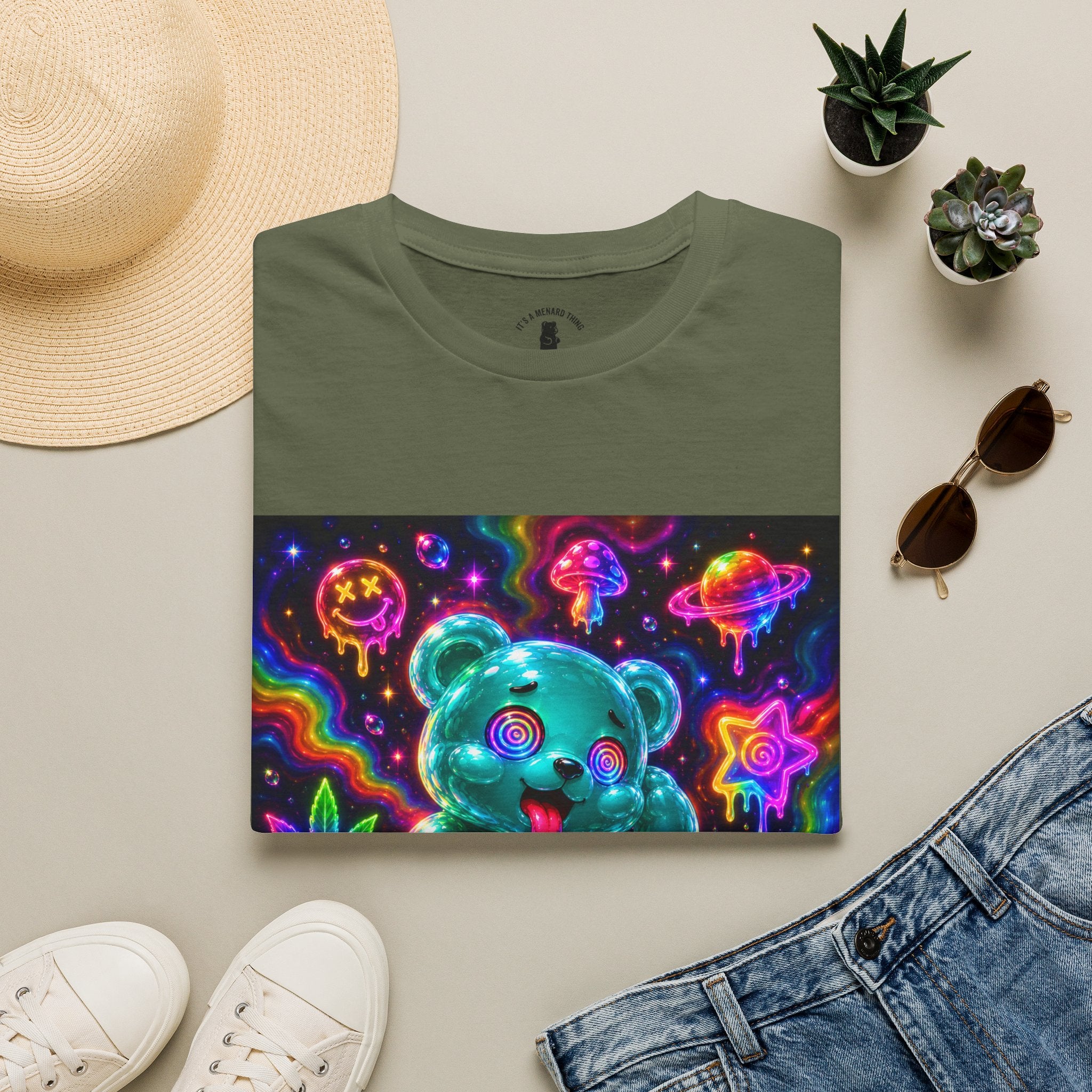 Psychedelic Neon Special Addition Oozy Bear Gummy Friend— Graphic Shirt (Adult Only)