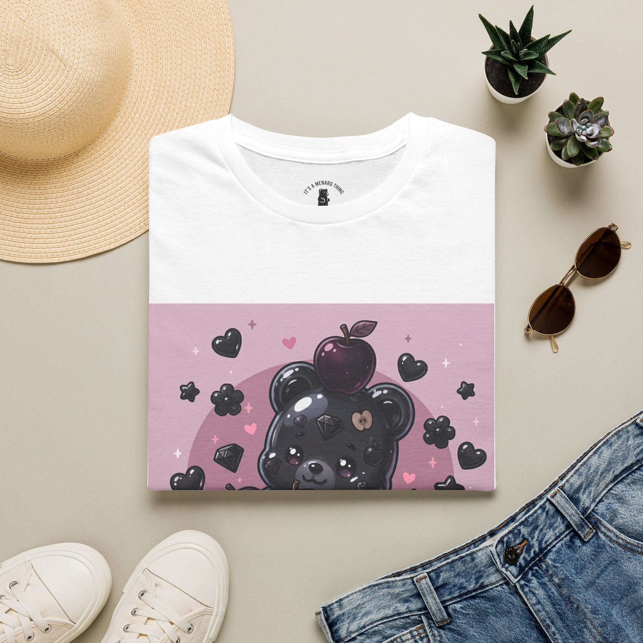 Black Diamond Special Exotic Apple Oozy Bear Friend — Cute Fruit Bear Graphic Tee