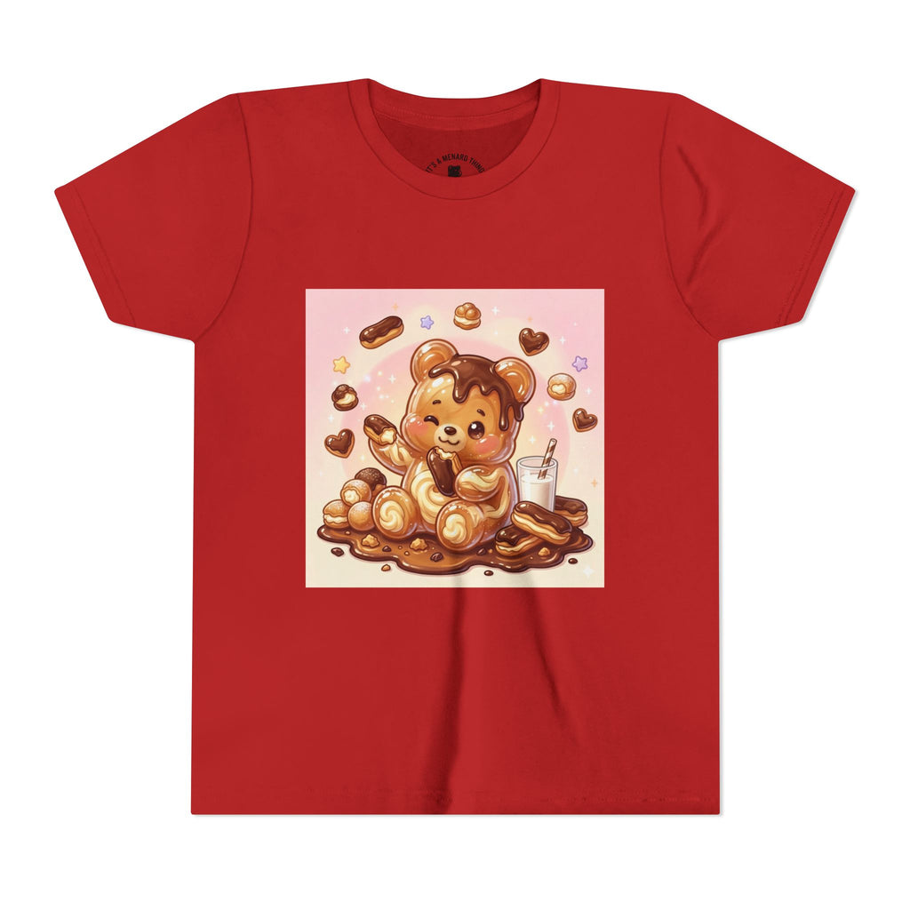 Cute Chocolate Eclair & Milk Gooey Gummy Bear Youth T-Shirt