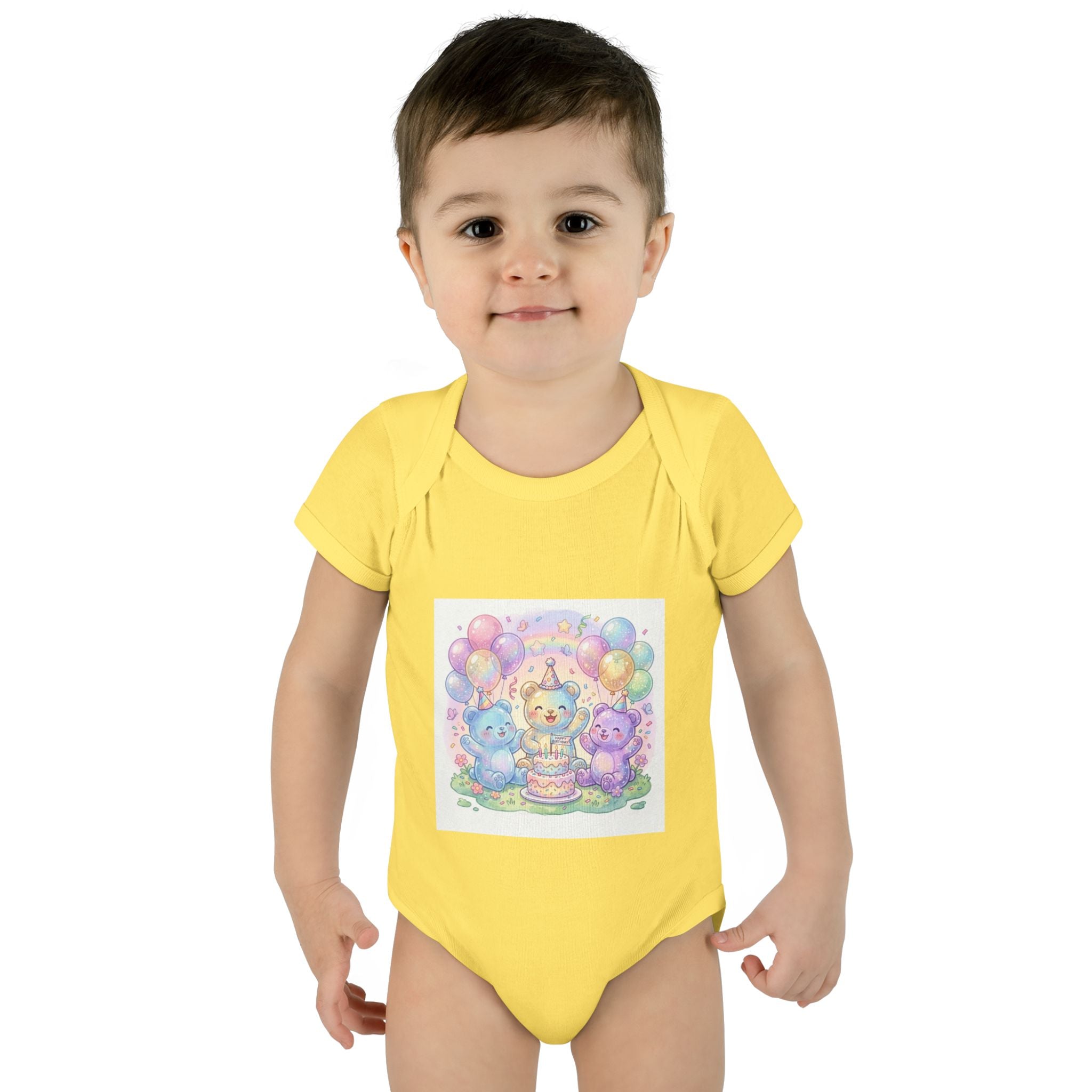 Birthday Gooey Bears, Cake & Balloons Infant Onesie