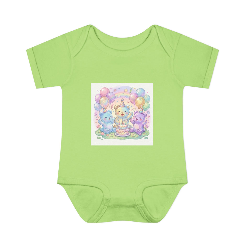Birthday Gooey Bears, Cake & Balloons Infant Onesie