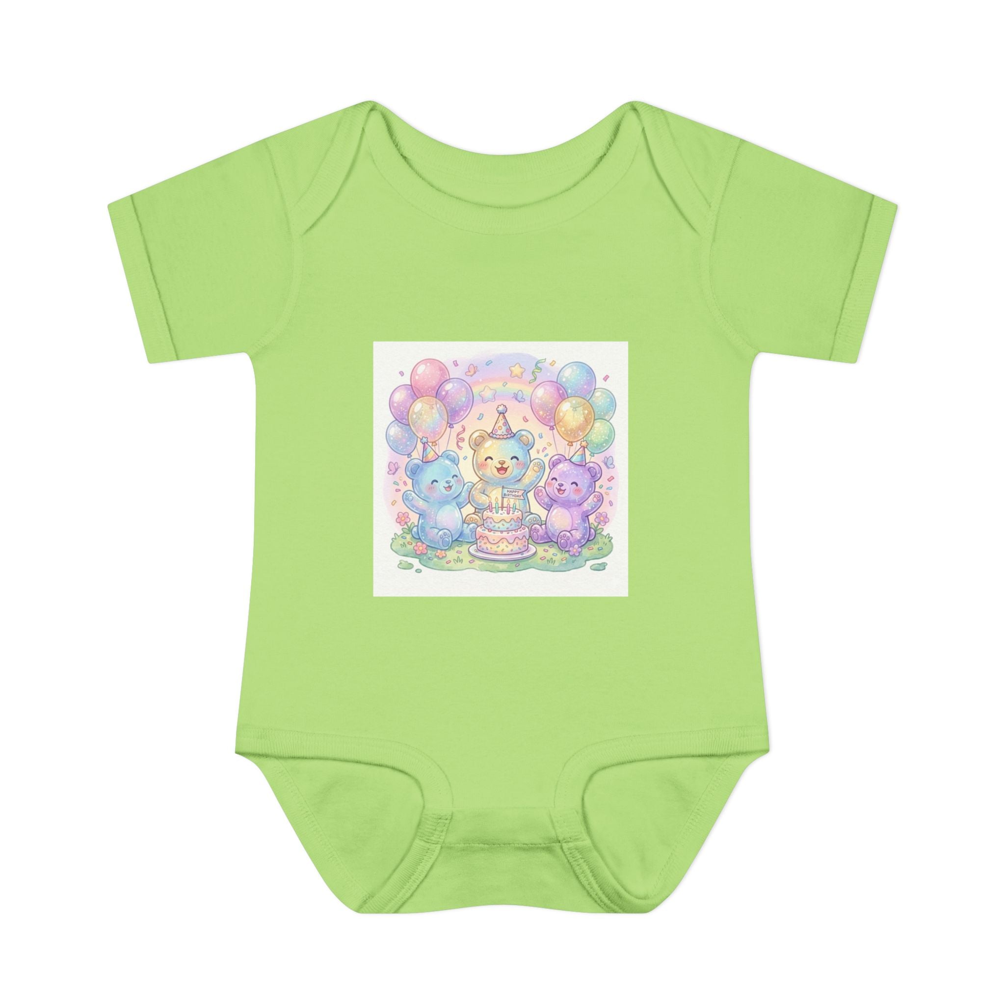 Birthday Gooey Bears, Cake & Balloons Infant Onesie
