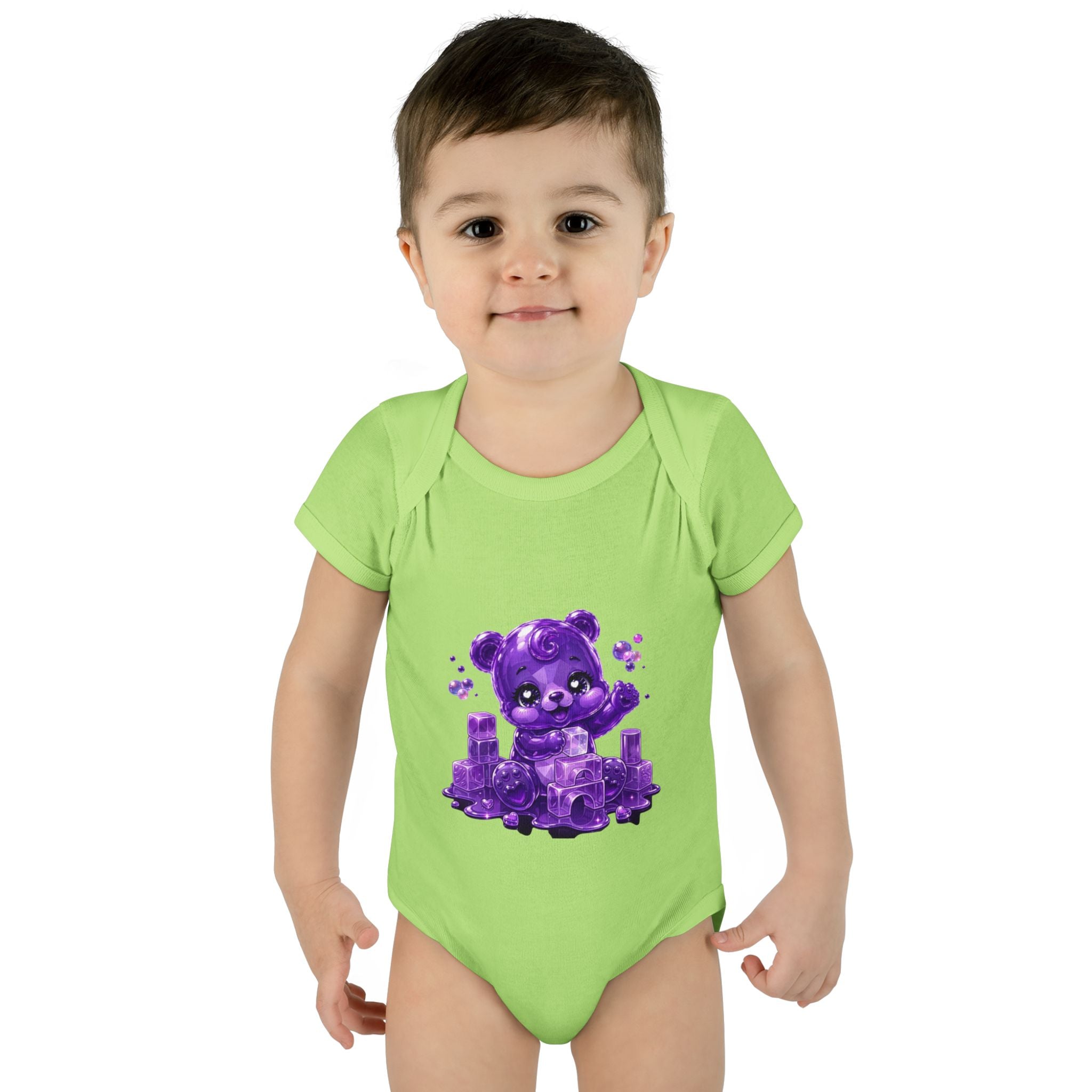 Play Time, Purple Crystal Baby Oozy Bear Gummy Cutie Addition- Graphic Onesie