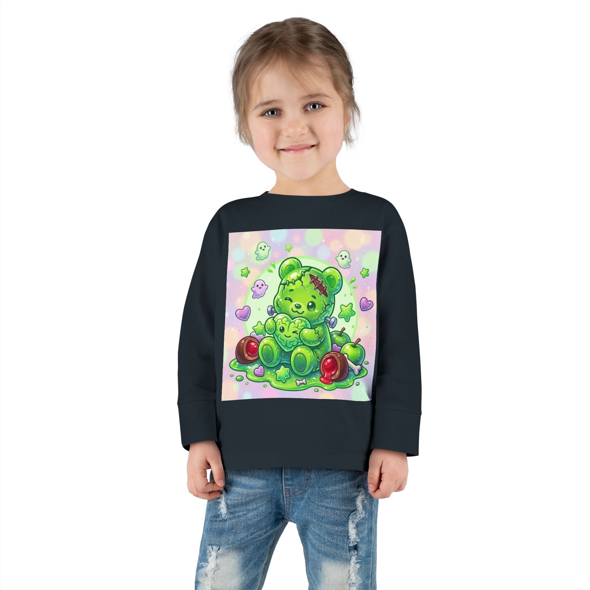 Franken-Oozy-Bear Gummy Friend, Halloween Addition- Graphic Long Sleeve Shirt