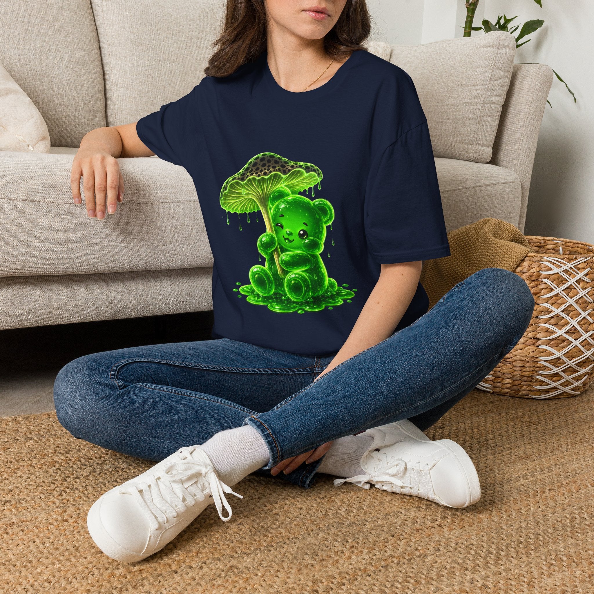 Glowing Green Neon Mushroom Special Addition, Oozy Bear Friend- Graphic Shirt
