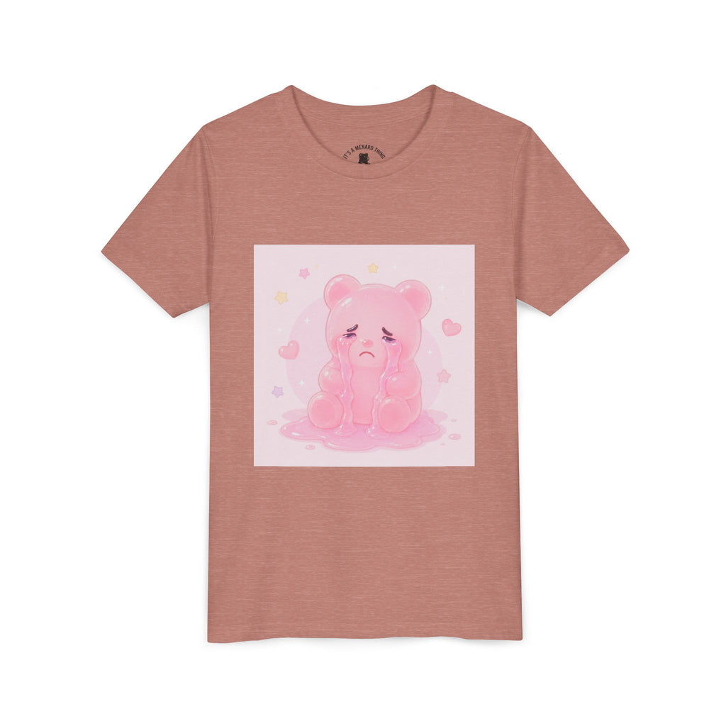 Pink Crying Gooey Gummy Bear Youth Tee – Cute Pastel Graphic Shirt
