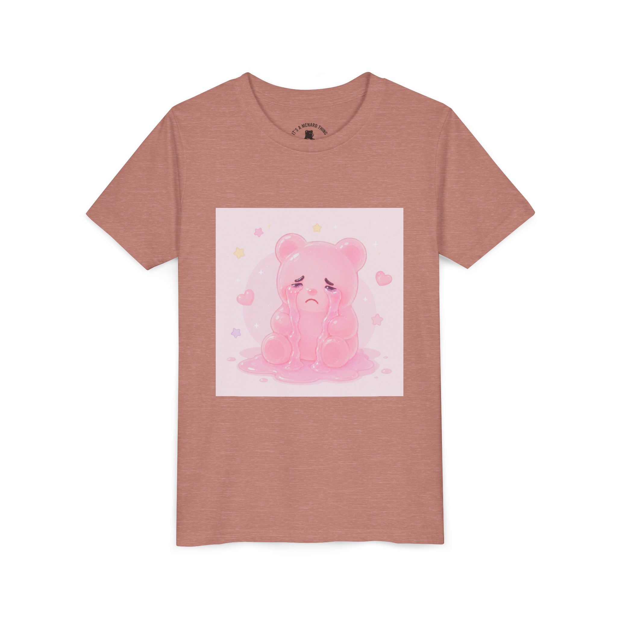 Pink Crying Gooey Gummy Bear Youth Tee – Cute Pastel Graphic Shirt