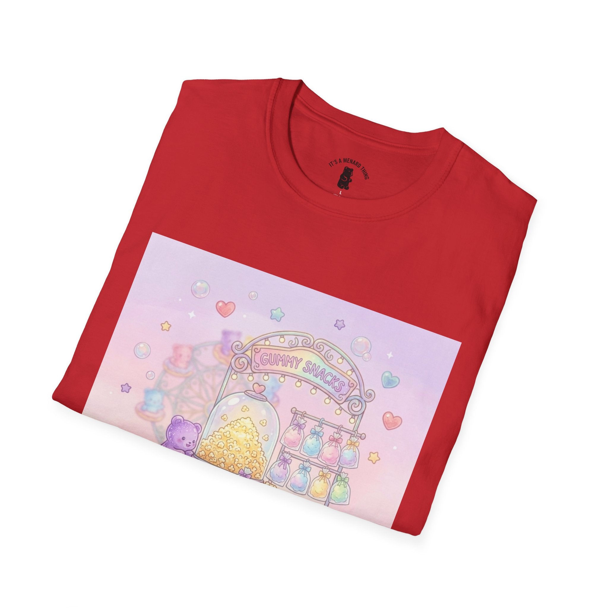 Carnival Snack Cart, Sharing with Friends Gooey Gummy Bears — Whimsical Graphic T-Shirt