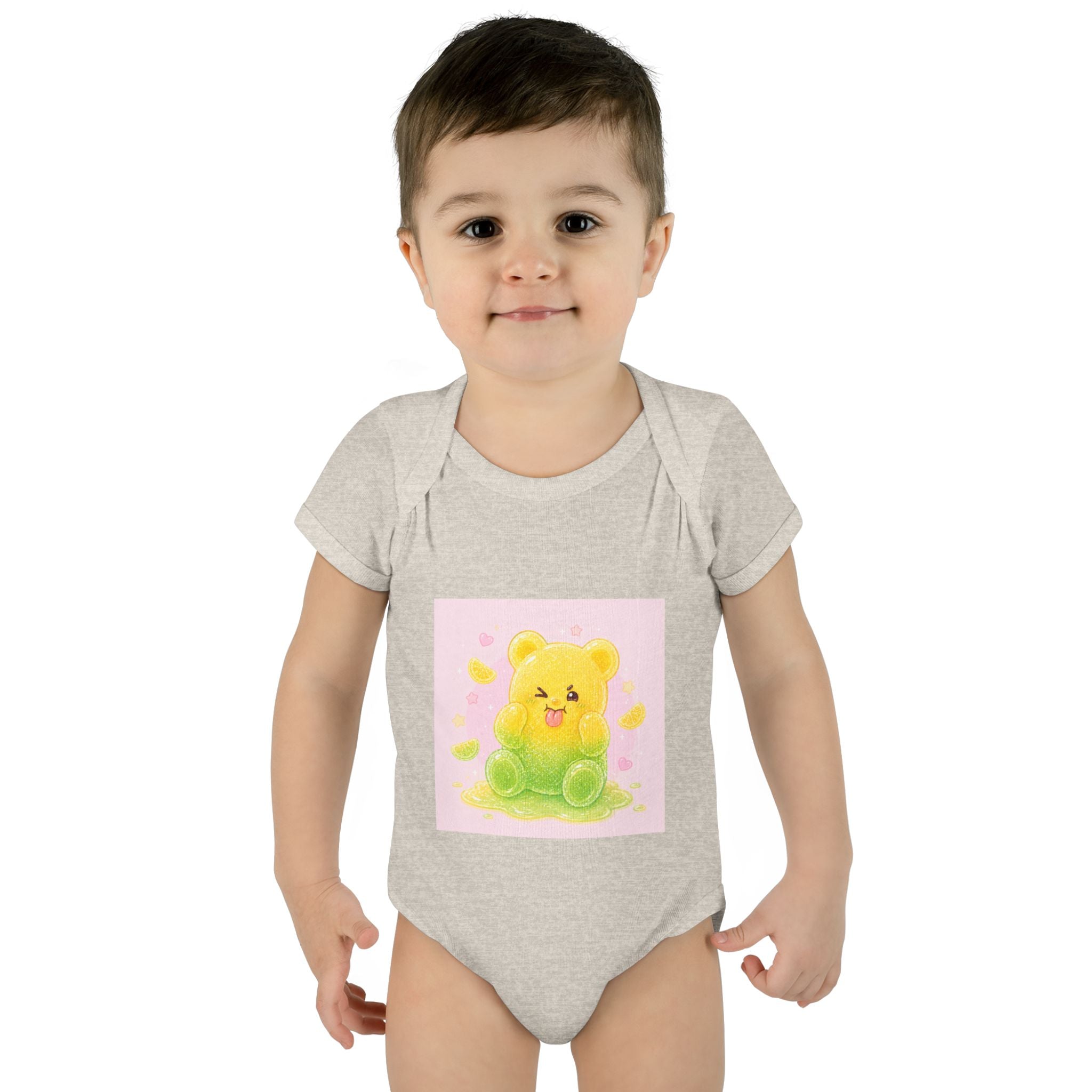 Sour Silly Gummy Gooey Lemon-Lime Bear Illustration Infant Onesie