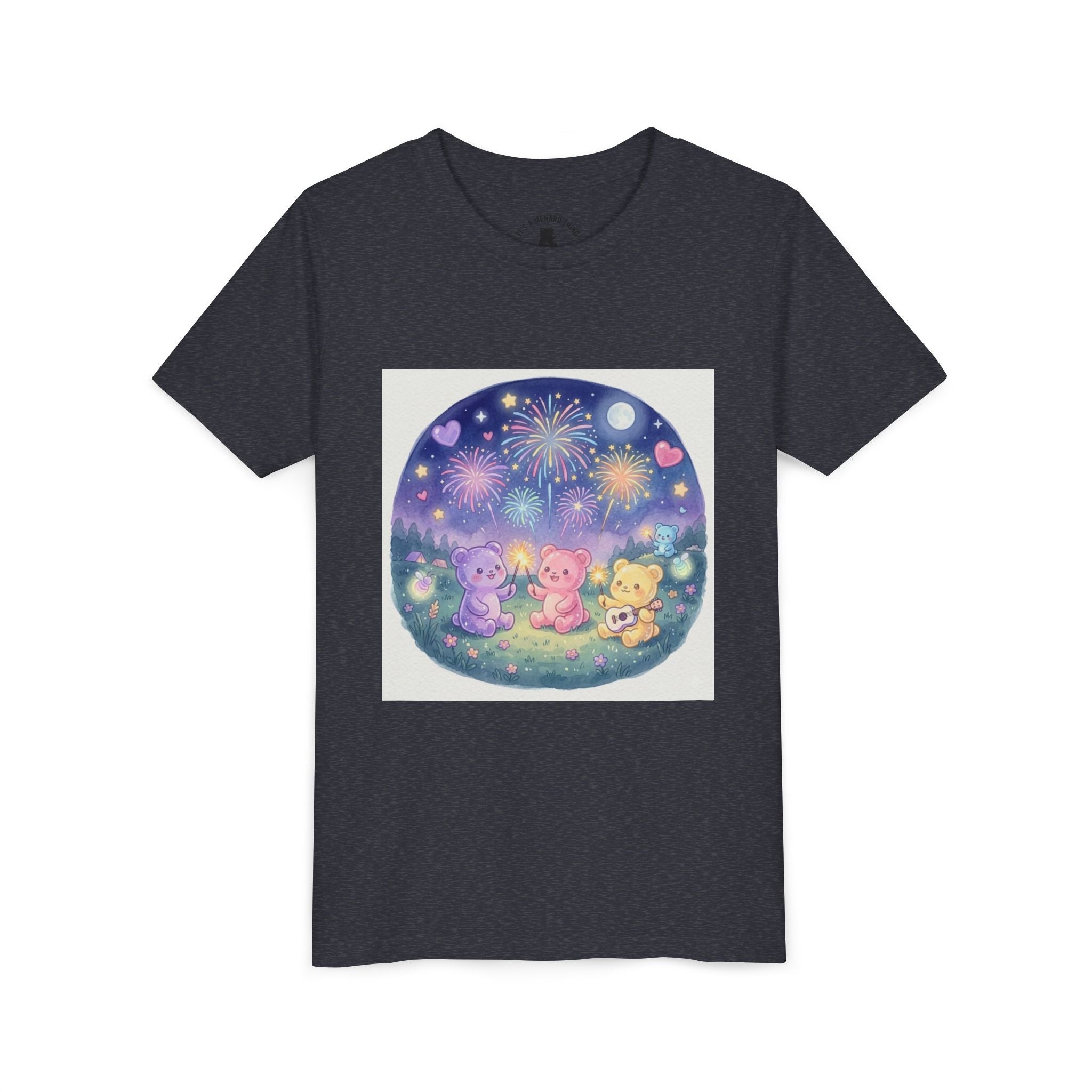 Gooey Gummy Bear Friends Watching Fireworks Youth Short Sleeve Shirt