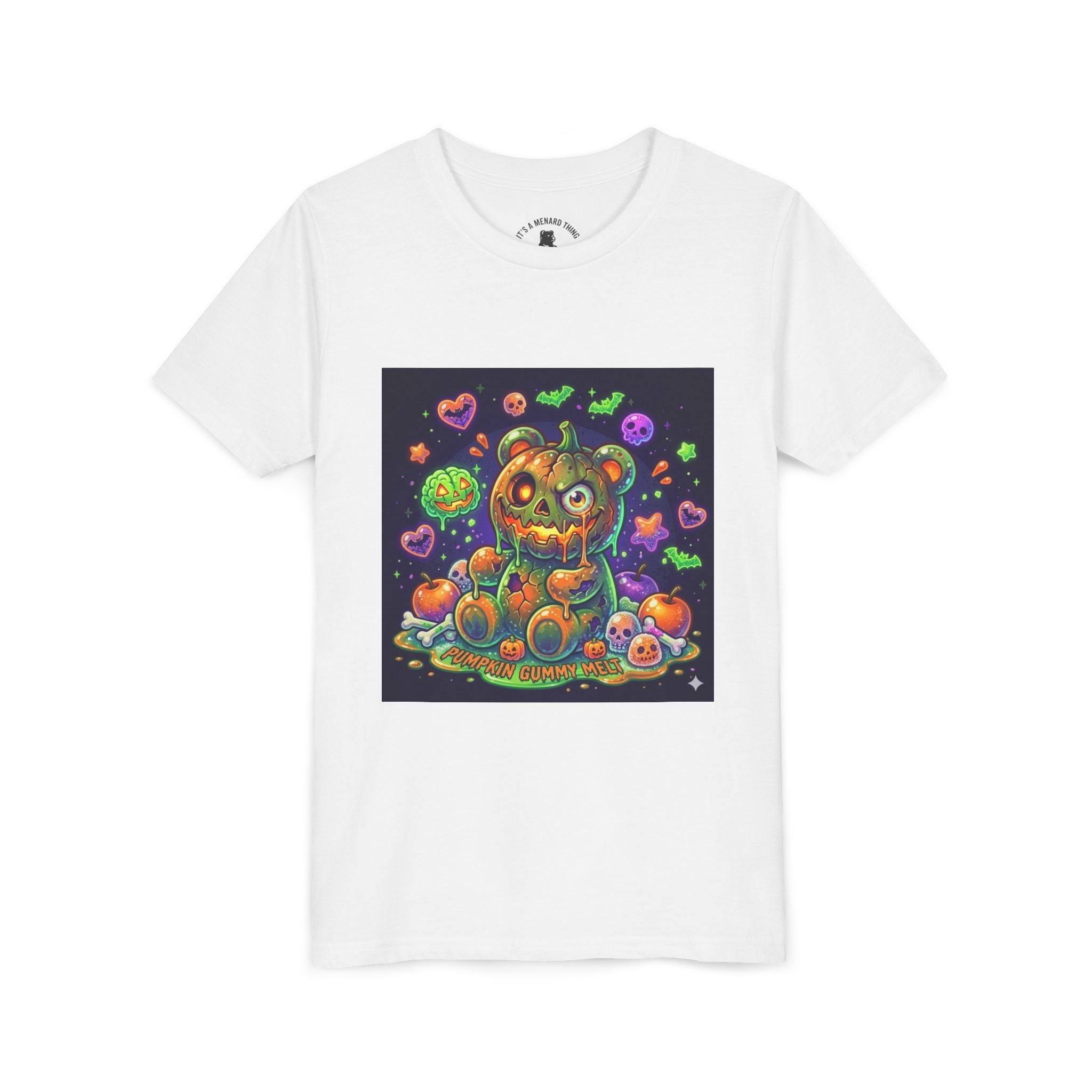 Cute Creepy Pumpkin Head Gooey Gummy Bear Halloween- Graphic Tee