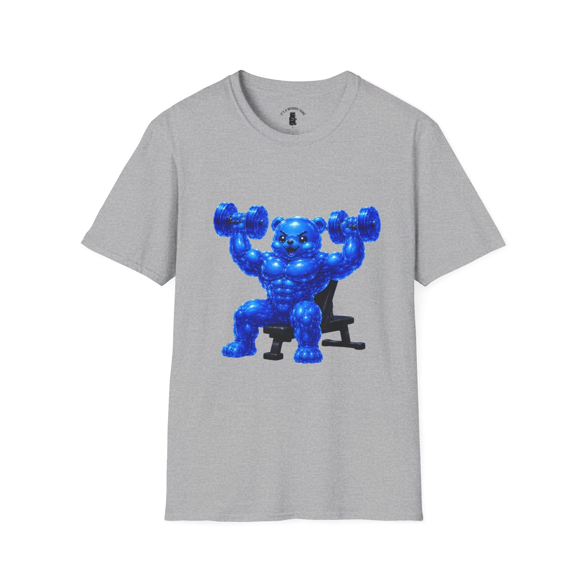 Working out with Bar Bells, Oozy Buff Bear Gummy Special Gym Addition- Adult Graphic Shirt