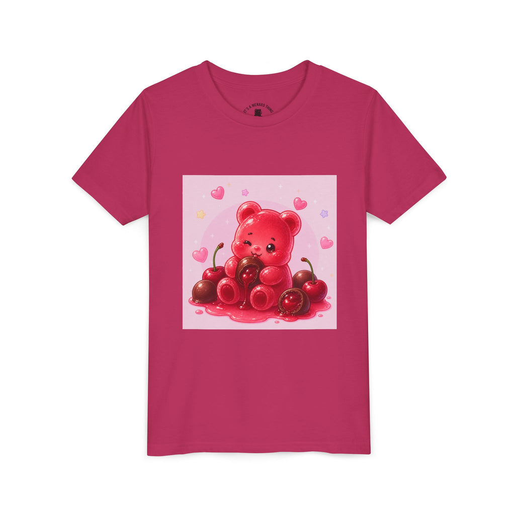 Red Gooey Gummy Bear with Chocolate & Cherries Youth T‑Shirt