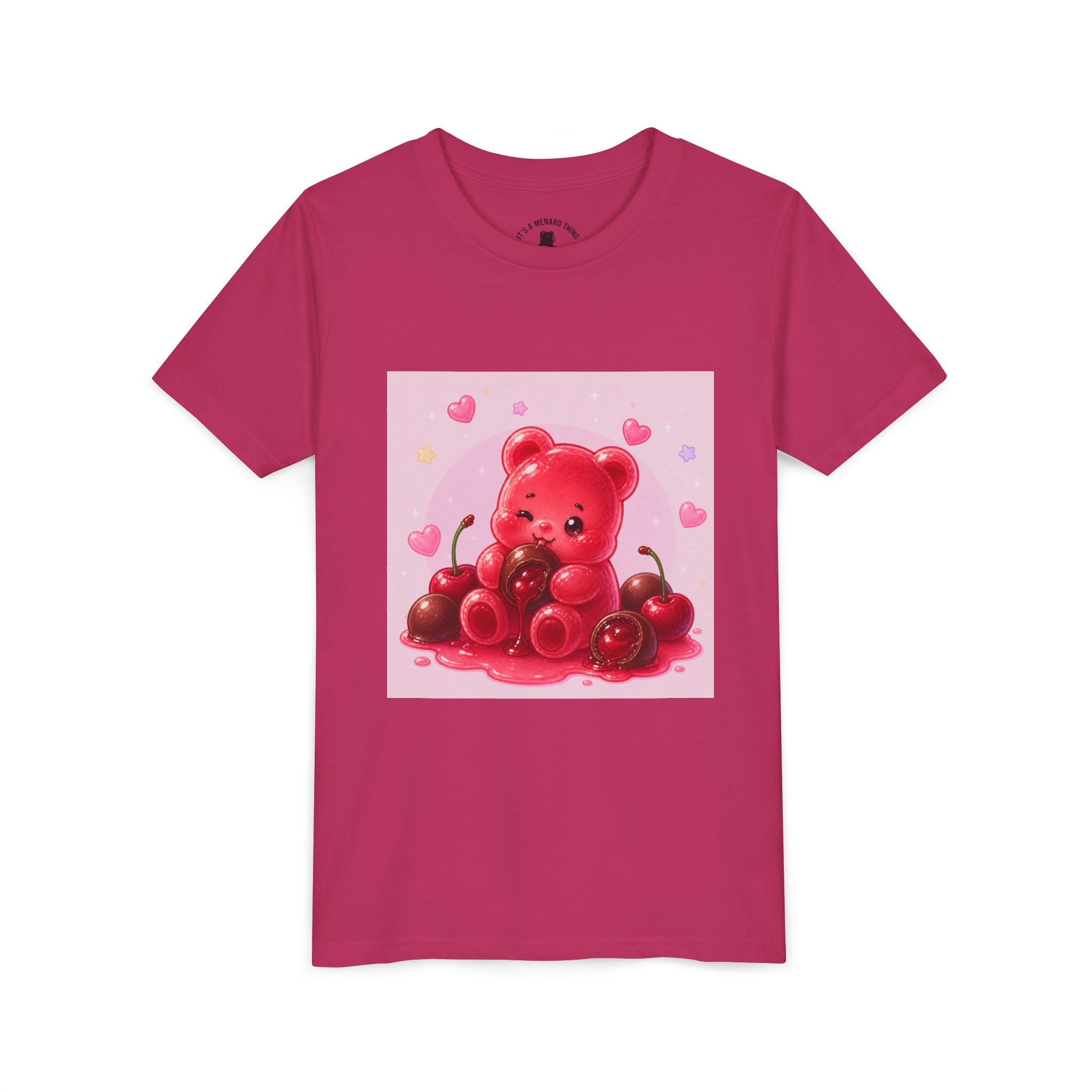 Red Gooey Gummy Bear with Chocolate & Cherries Youth T‑Shirt