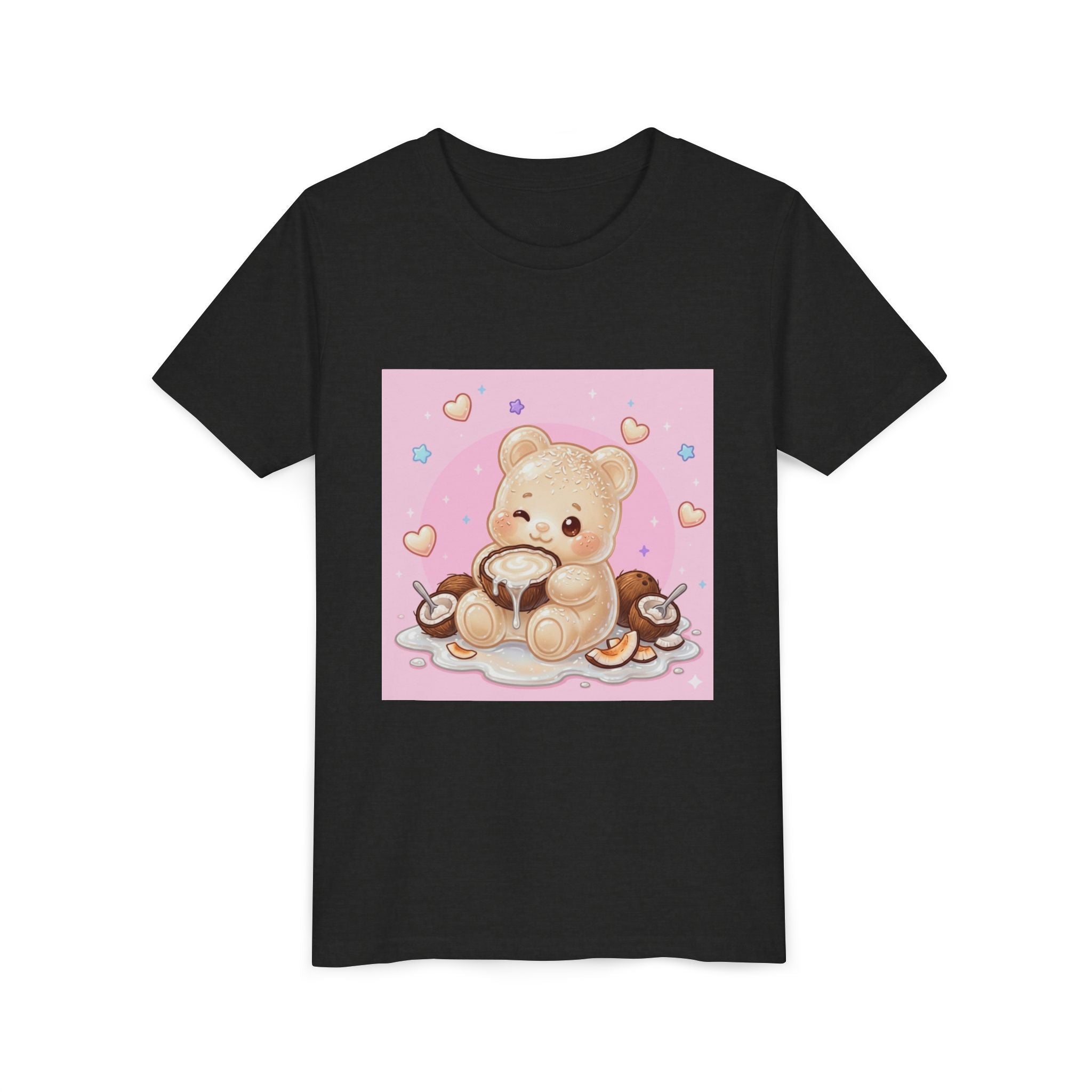 Gooey Gummy Coconut Milk Bear Kids T-Shirt (Pink Hearts)