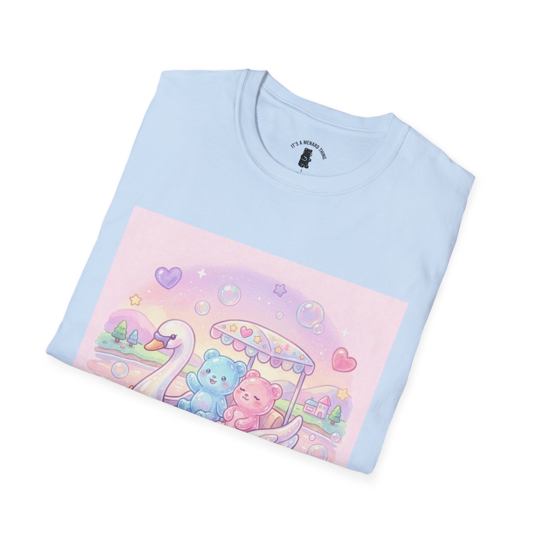 Romantic Swan Boat Ride, Gooey Gummy Friends— Kawaii Graphic T-Shirt
