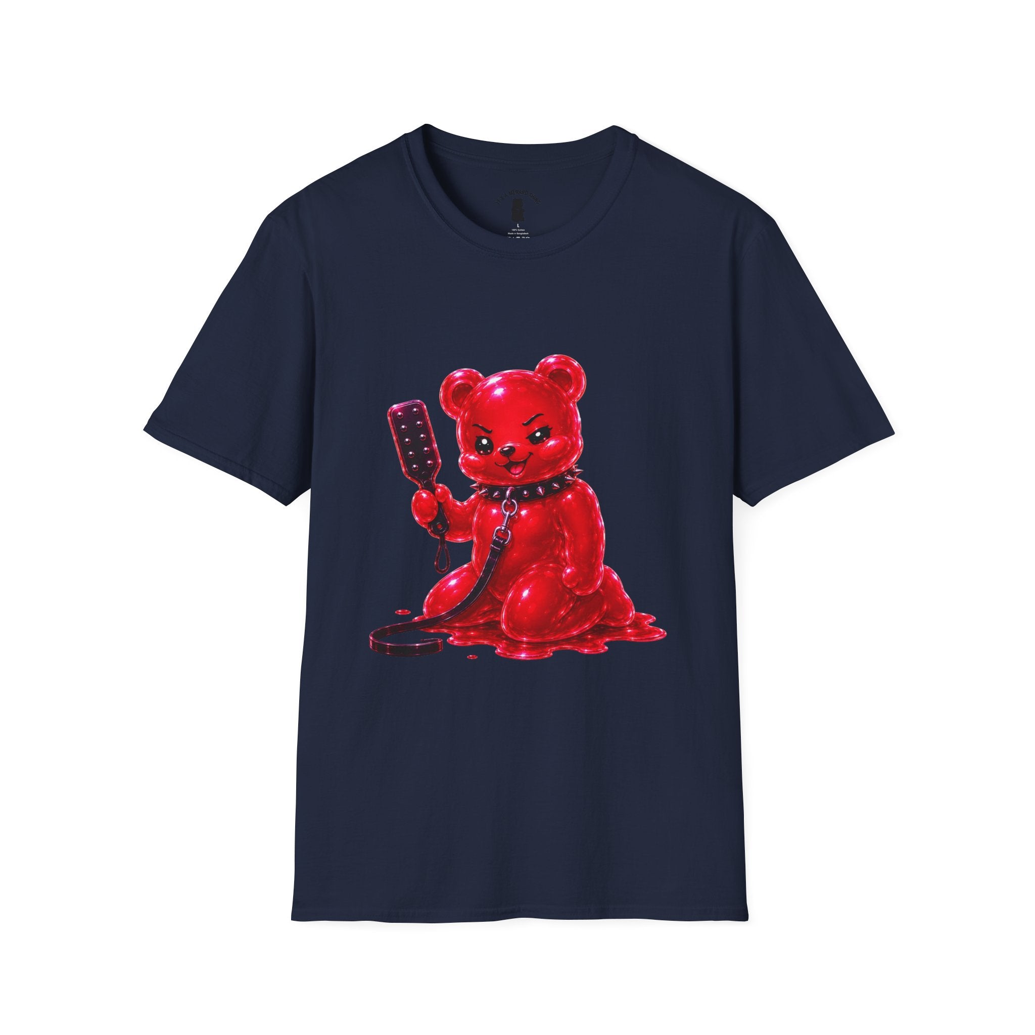 Crimson Red Oozy Bear Gummy Freak with Spank Paddle- Graphic Shirt (Adult Only!)
