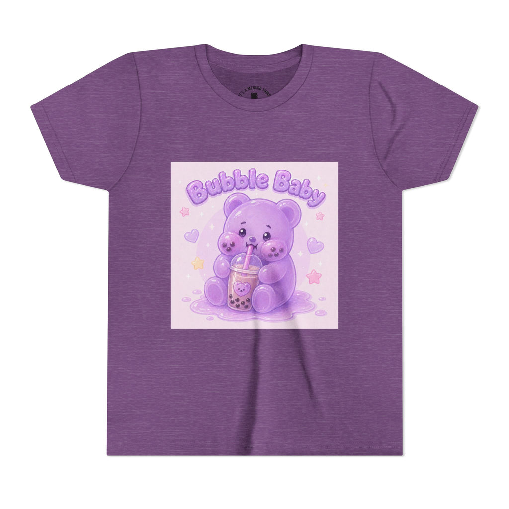 Purple Boba Tea Gooey Gummy Bear with Boba Milk Tea Kids Shirt