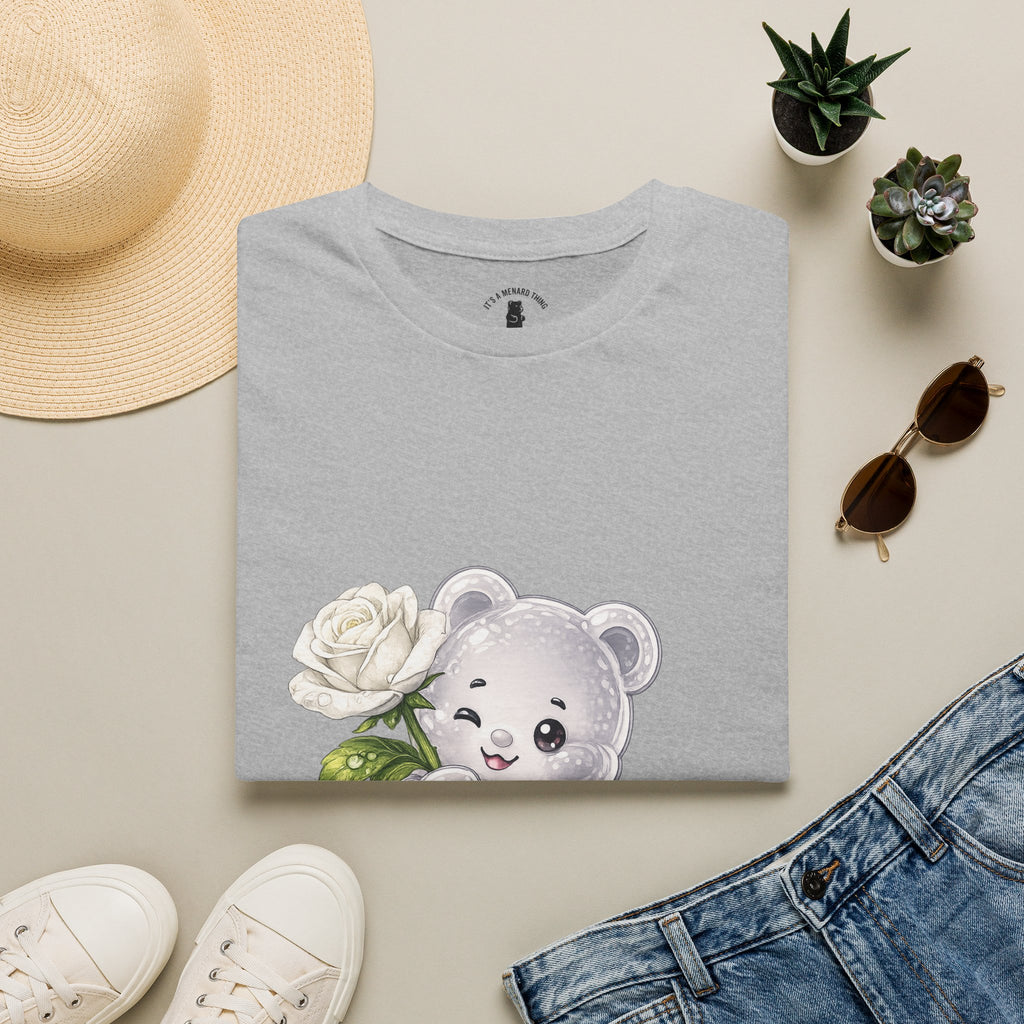 Beautiful Blooming White Rose, Oozy Bear Gummy Special Flower Addition- Graphic Shirt