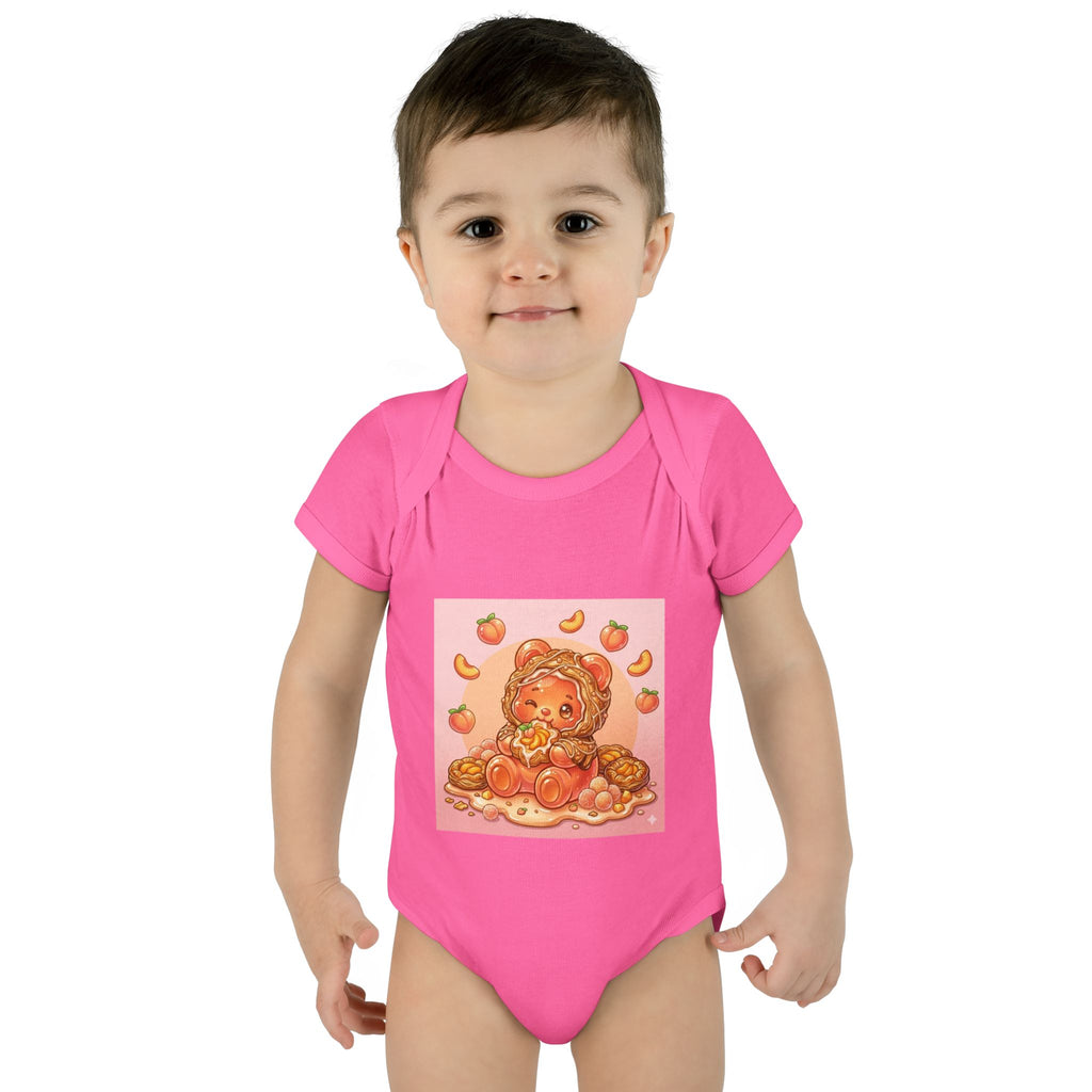 Peach Danish Gooey Gummy Bear in Puff Pasterie PJs Baby Onesie