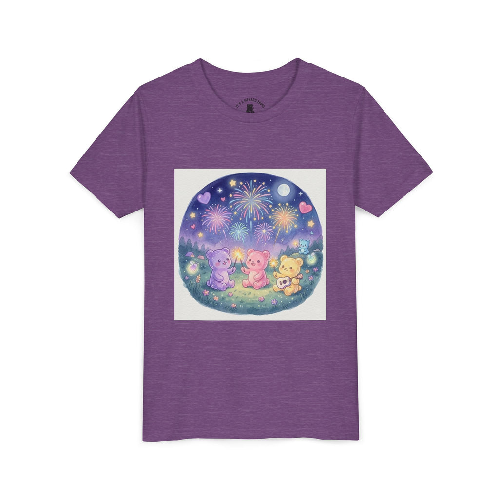 Gooey Gummy Bear Friends Watching Fireworks Youth Short Sleeve Shirt