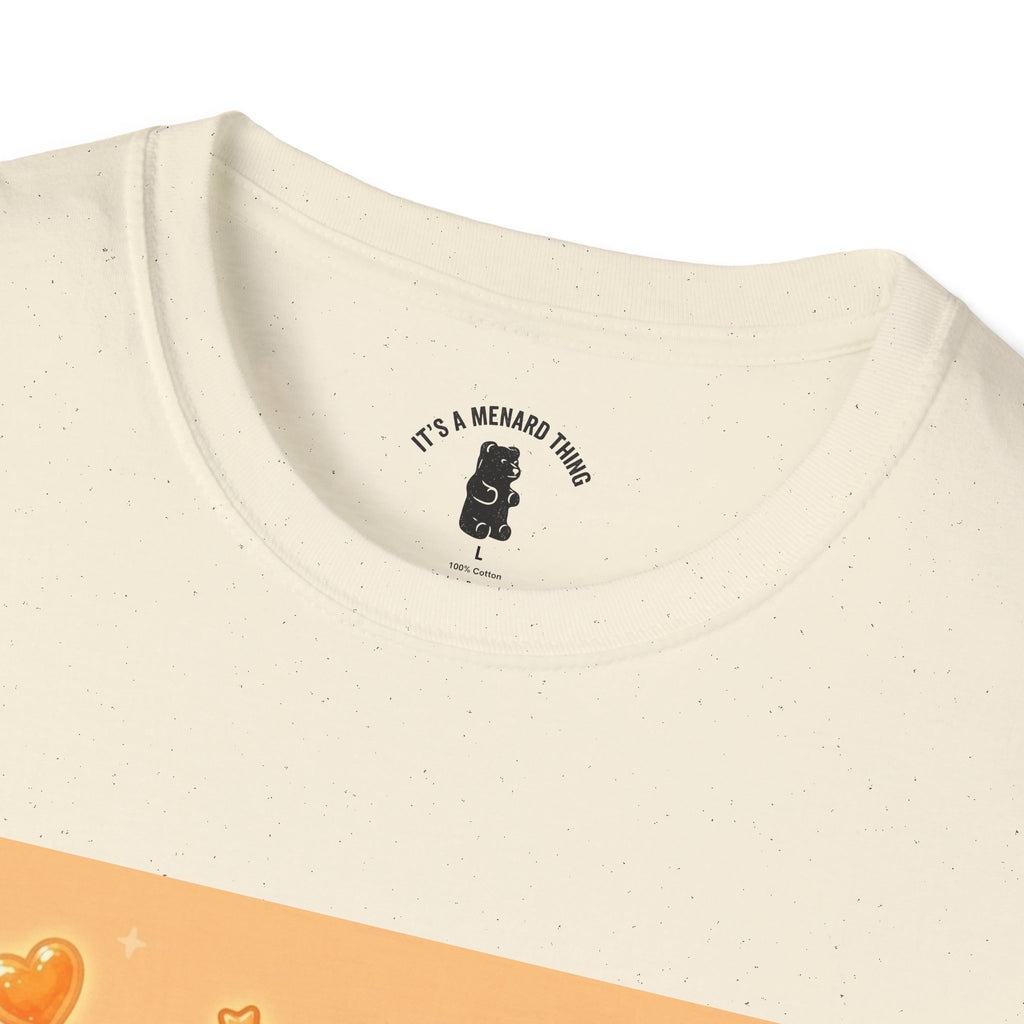 Orange Burst Gooey Gummy Bear T-Shirt —  Kawaii Graphic T-Shirt