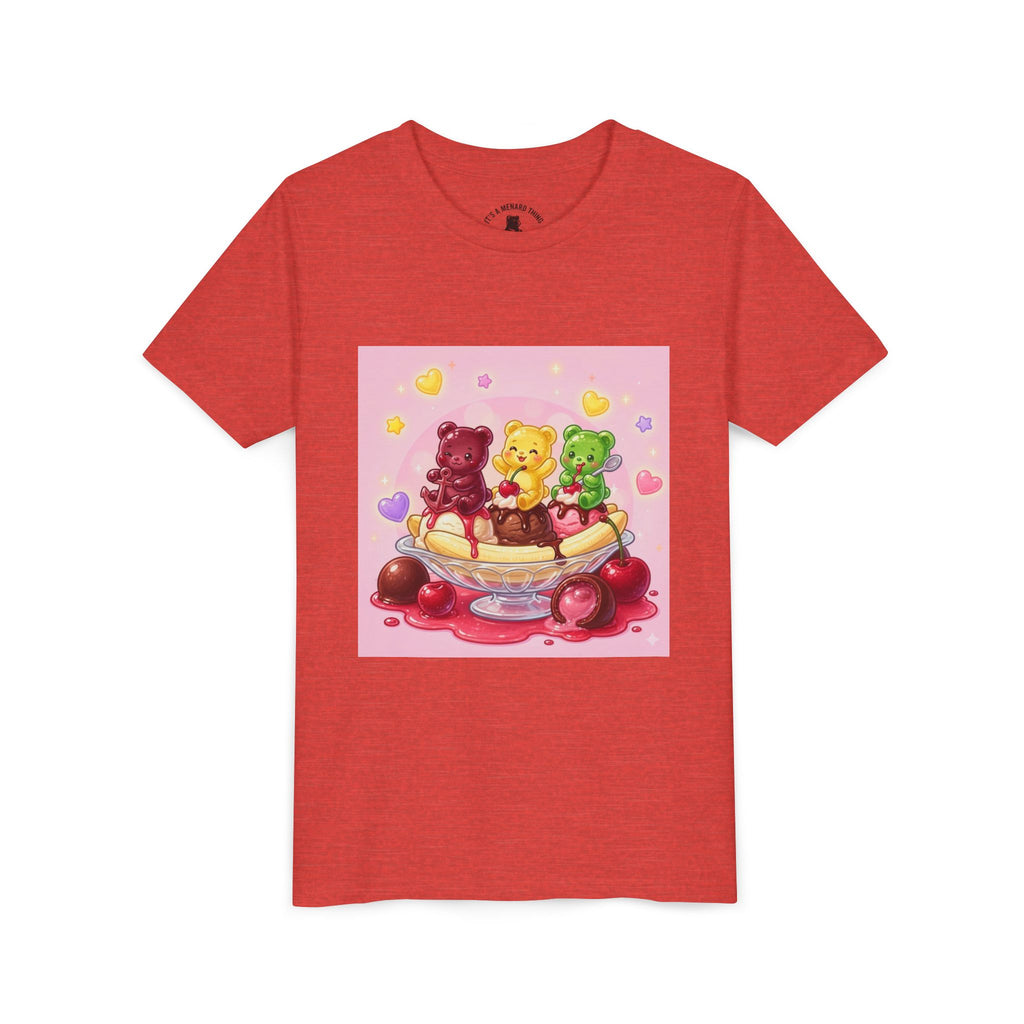Gooey Gummy Bears on Banana Split Boat Graphic Youth T-Shirt