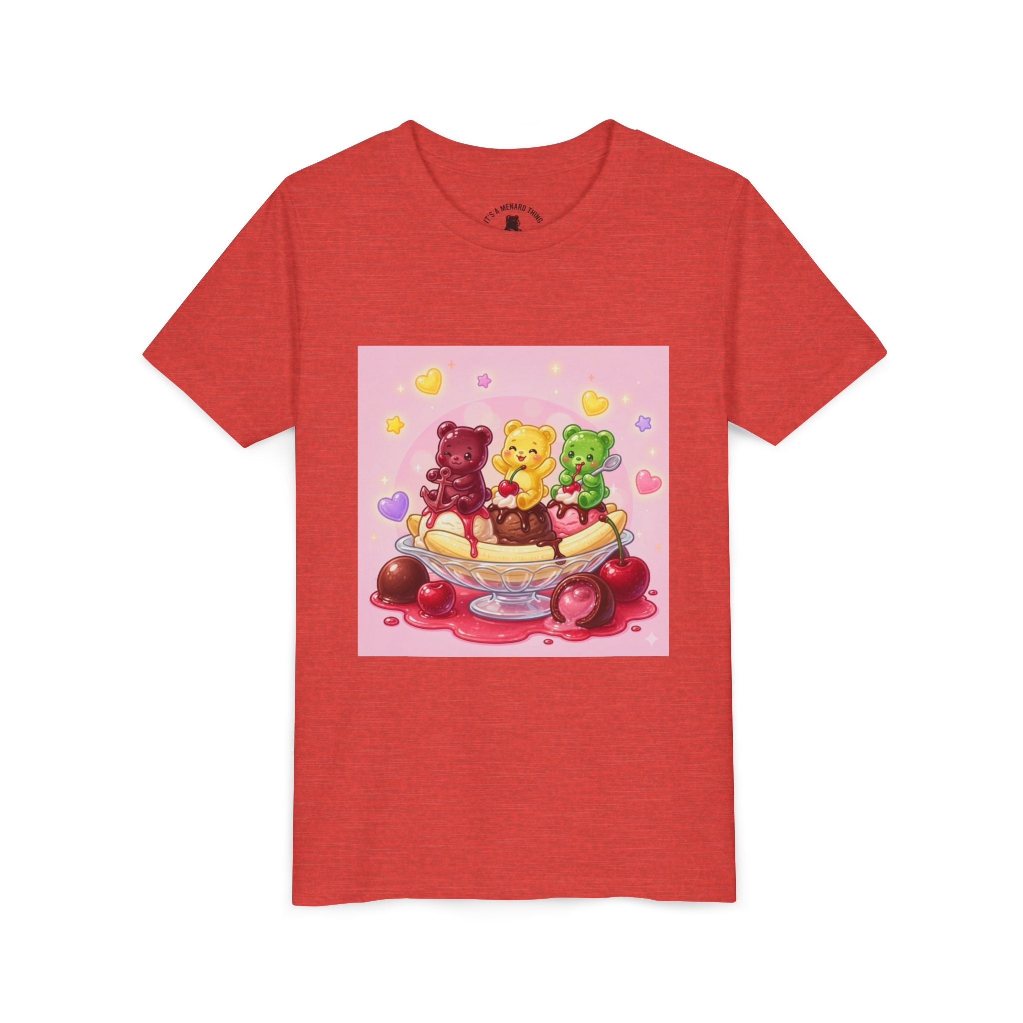 Gooey Gummy Bears on Banana Split Boat Graphic Youth T-Shirt